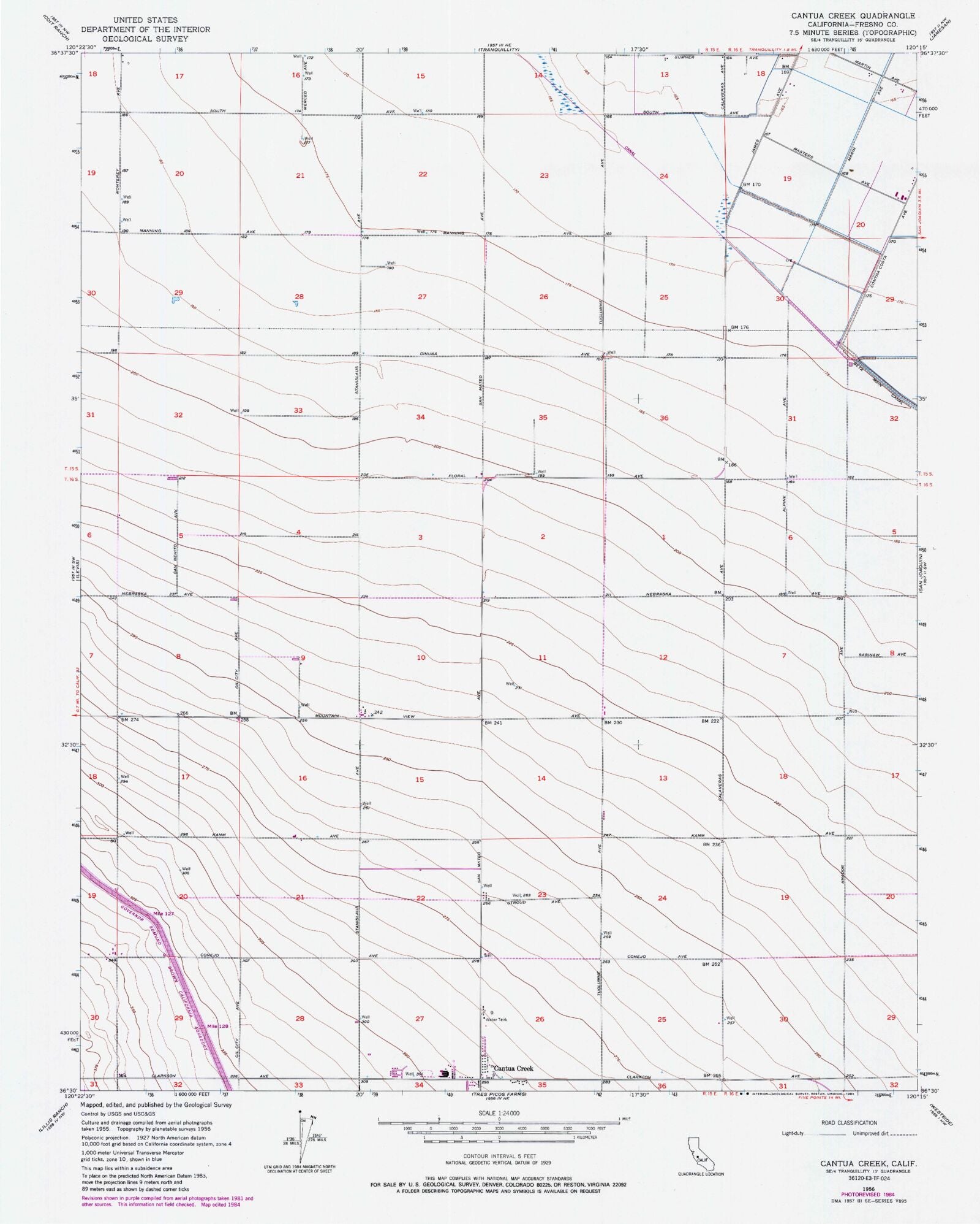 Classic USGS Cantua Creek California 7.5'x7.5' Topo Map MyTopo Map Store