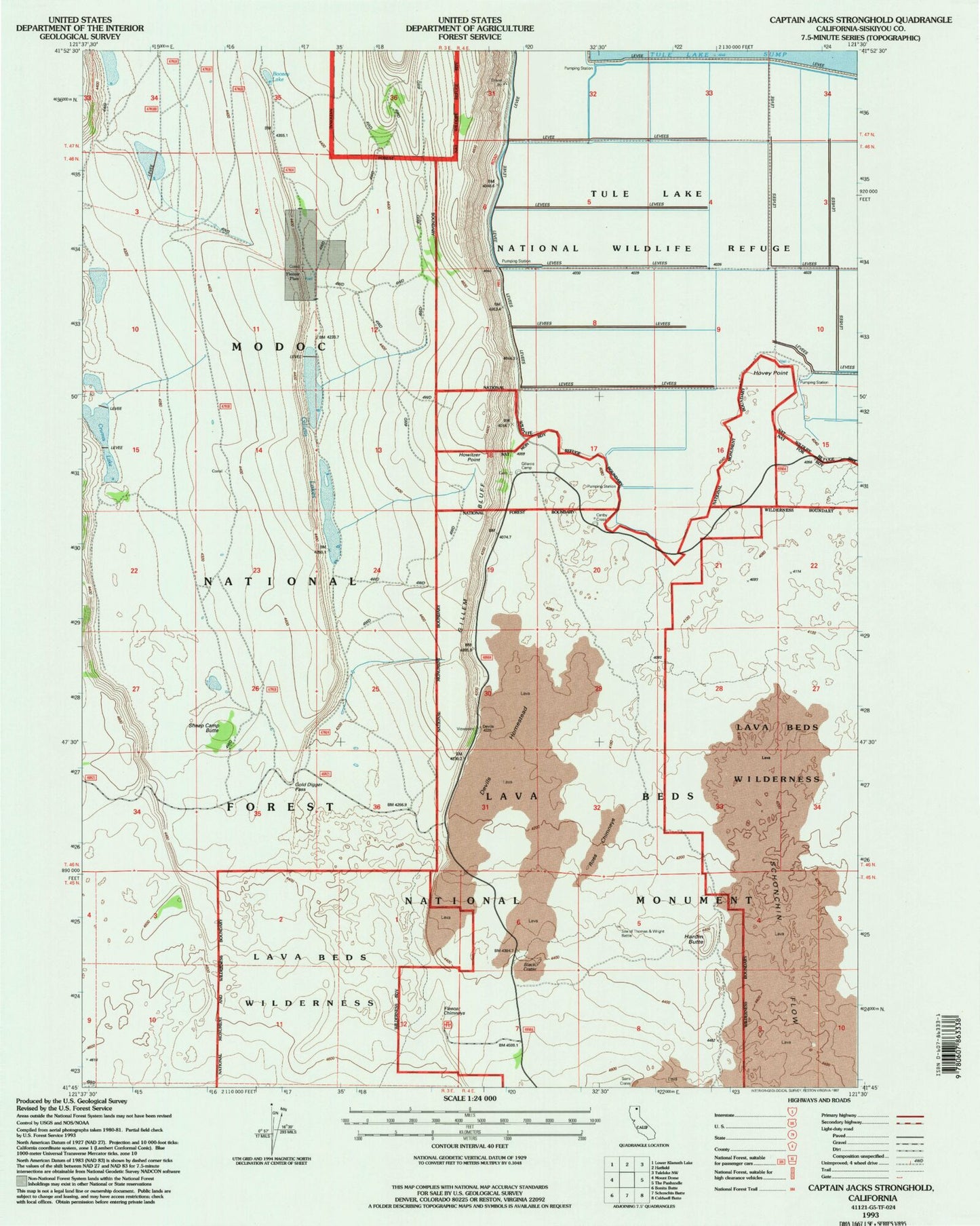 Classic USGS Captain Jacks Stronghold California 7.5'x7.5' Topo Map Image
