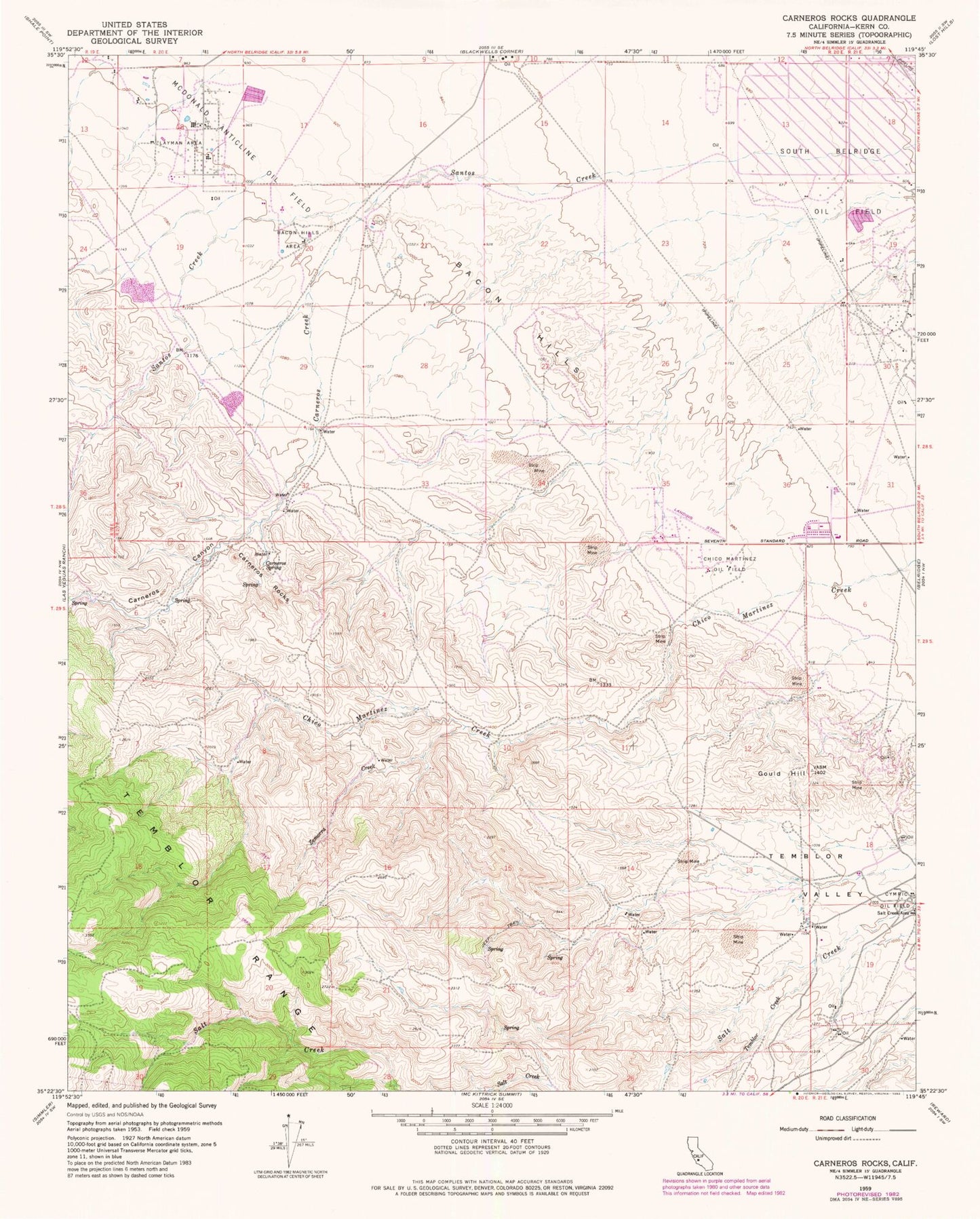 Classic USGS Carneros Rocks California 7.5'x7.5' Topo Map Image