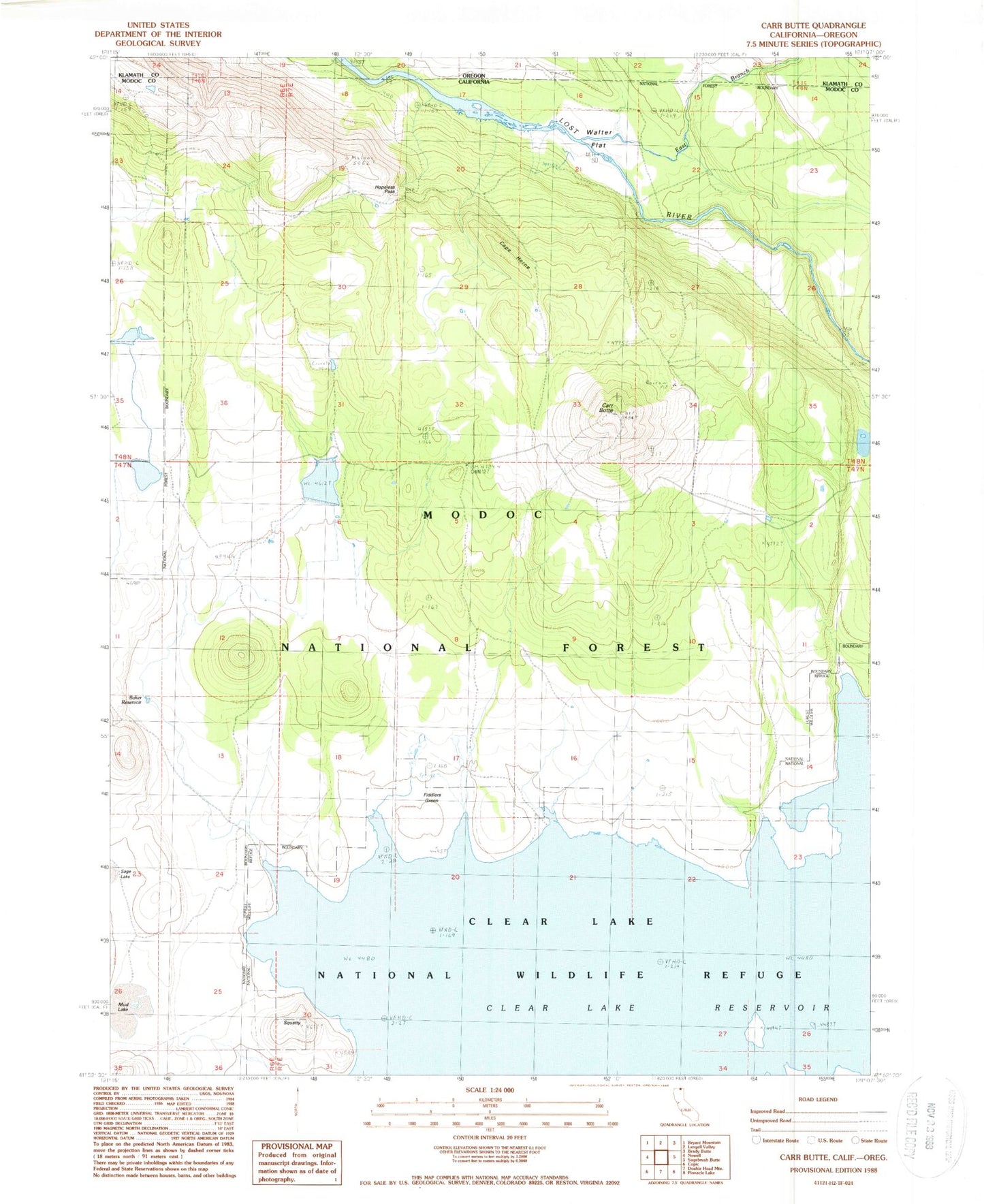 Classic USGS Carr Butte California 7.5'x7.5' Topo Map Image