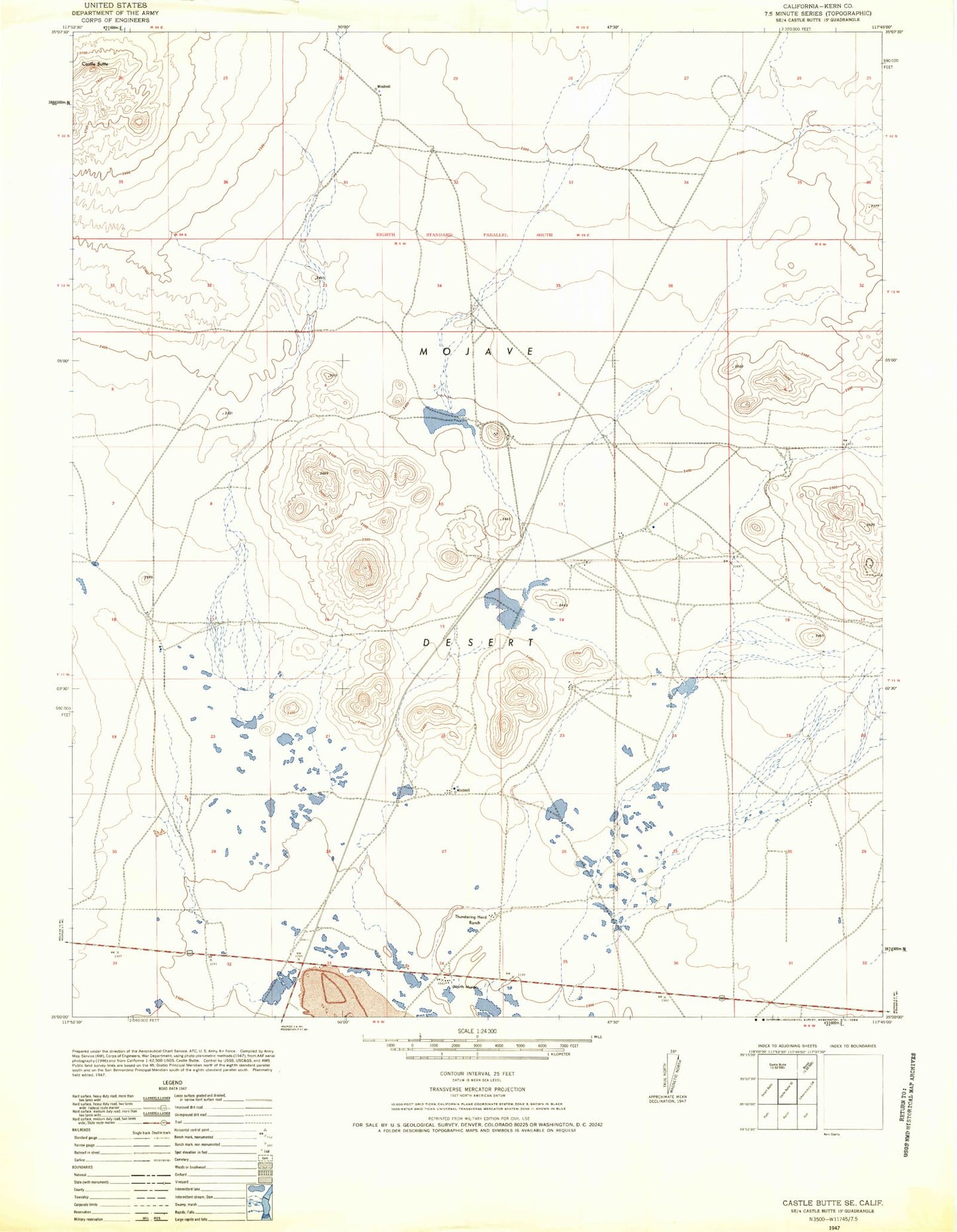 Classic USGS North Edwards California 7.5'x7.5' Topo Map Image