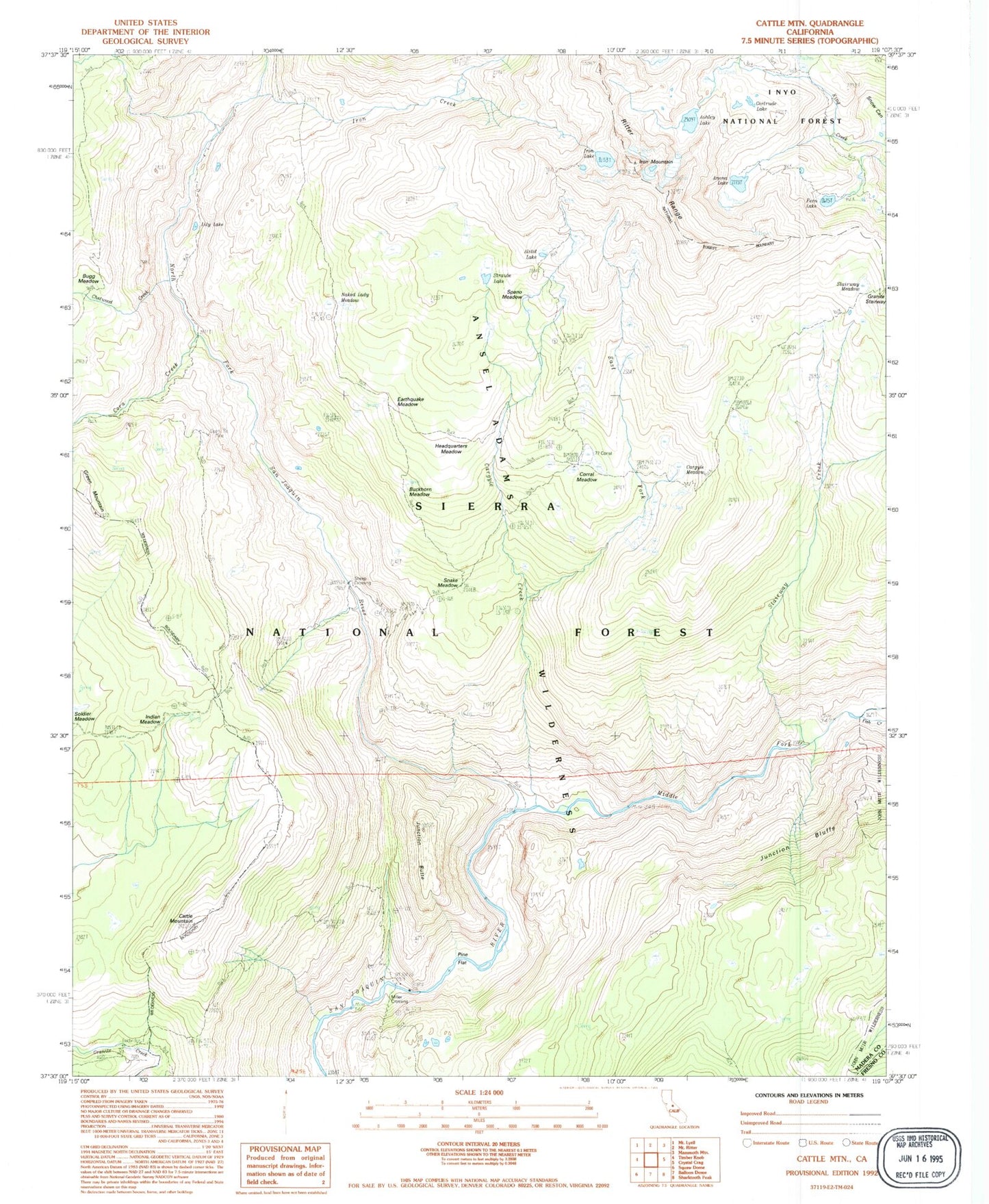 Classic USGS Cattle Mountain California 7.5'x7.5' Topo Map Image