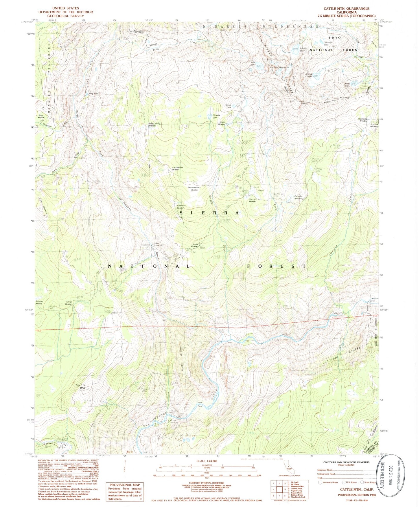 Classic USGS Cattle Mountain California 7.5'x7.5' Topo Map Image
