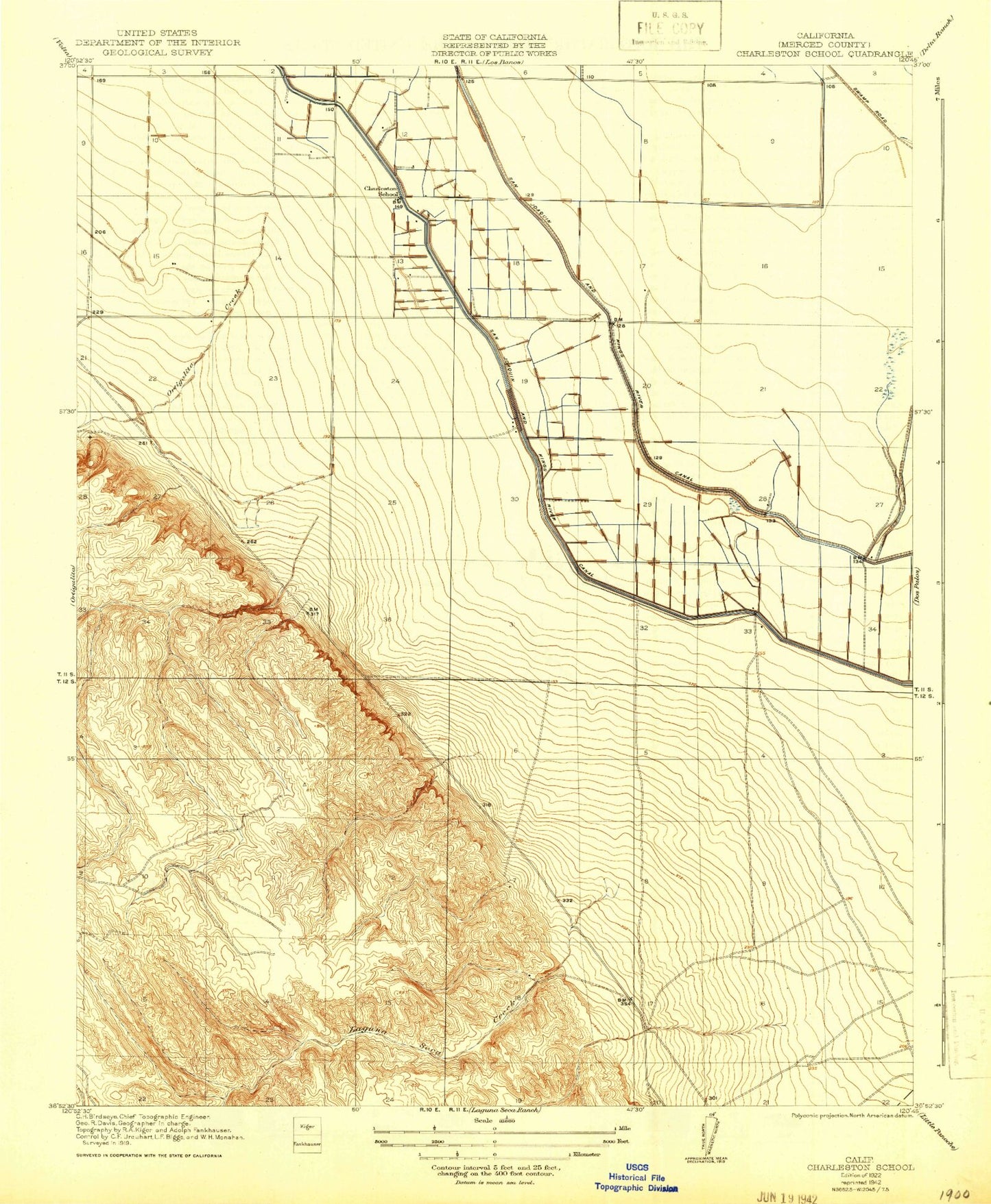 Classic USGS Charleston School California 7.5'x7.5' Topo Map Image