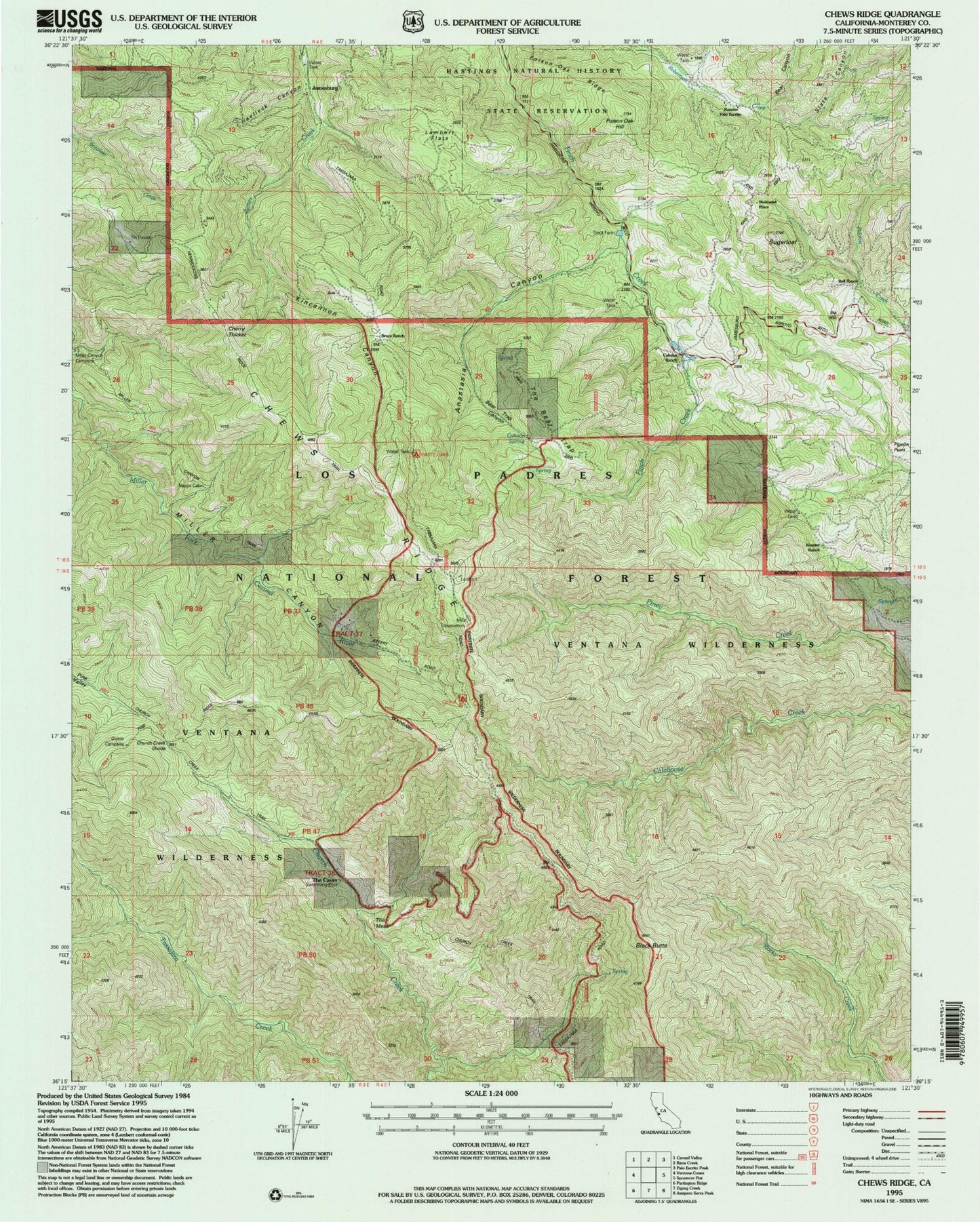 Classic USGS Chews Ridge California 7.5'x7.5' Topo Map Image