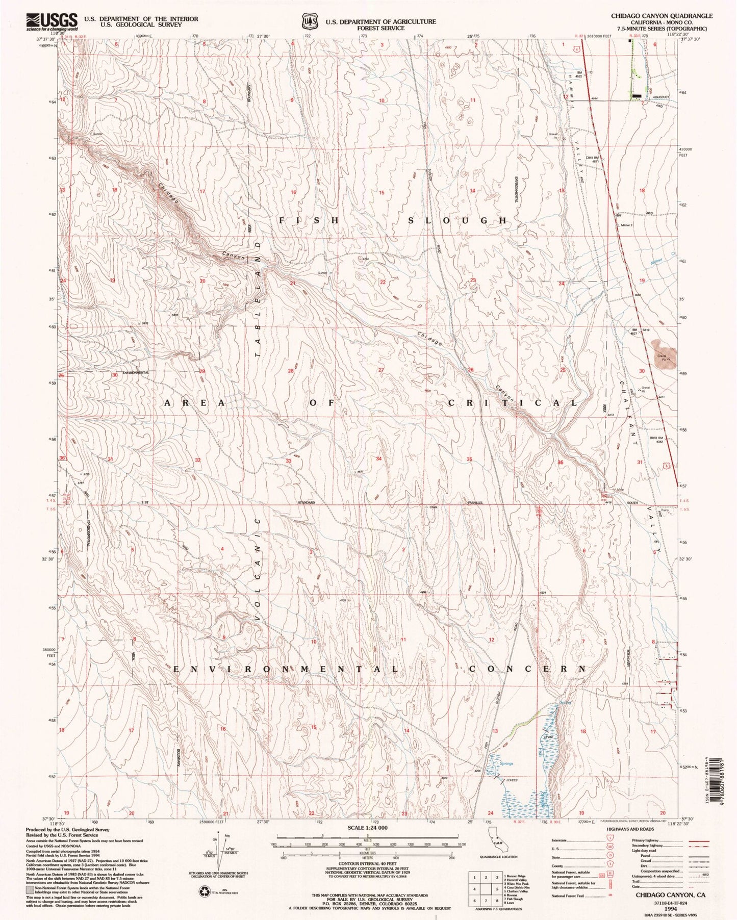 Classic USGS Chidago Canyon California 7.5'x7.5' Topo Map Image