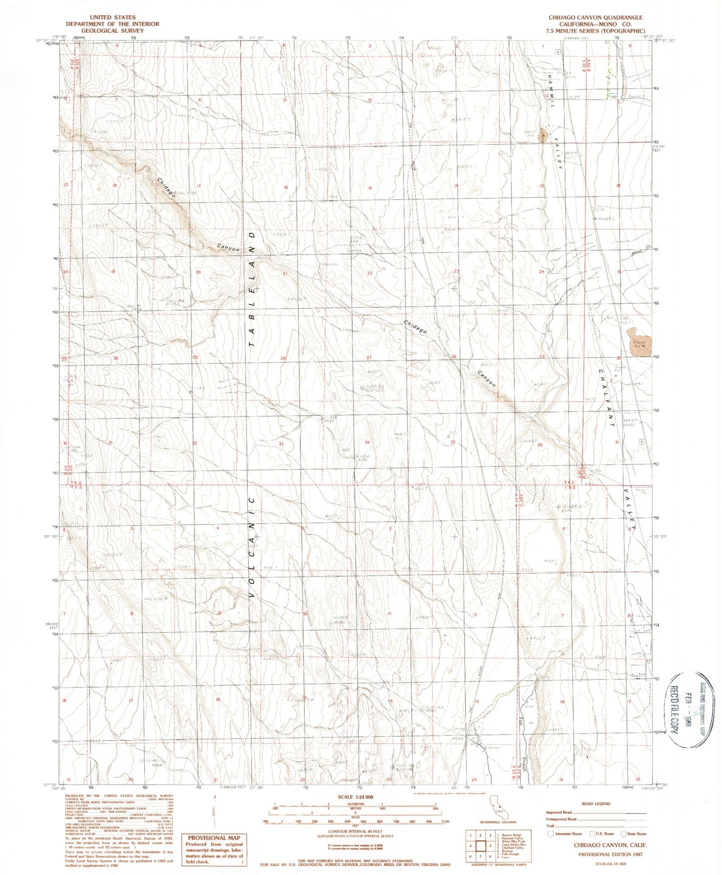 Classic USGS Chidago Canyon California 7.5'x7.5' Topo Map Image