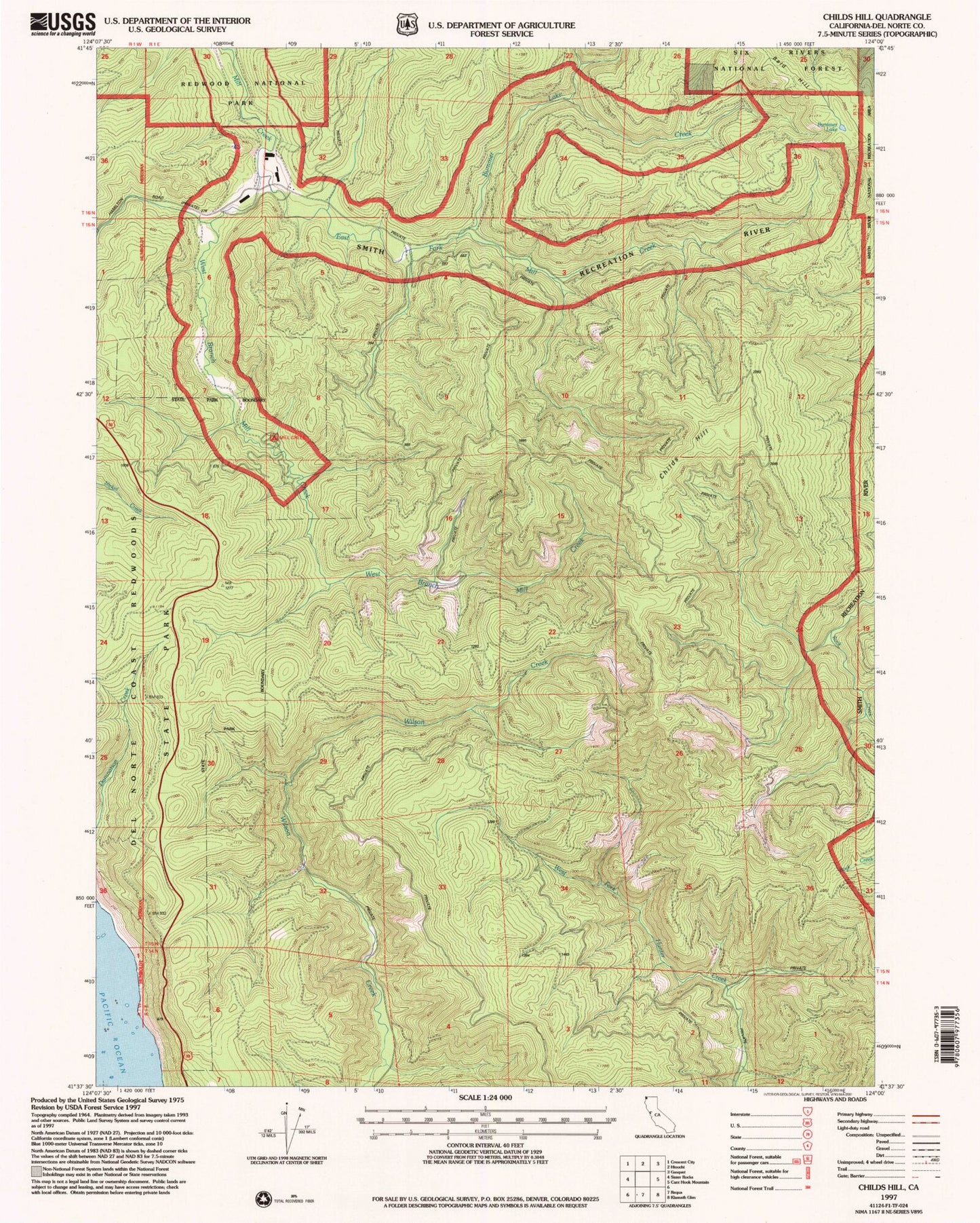 Classic USGS Childs Hill California 7.5'x7.5' Topo Map Image