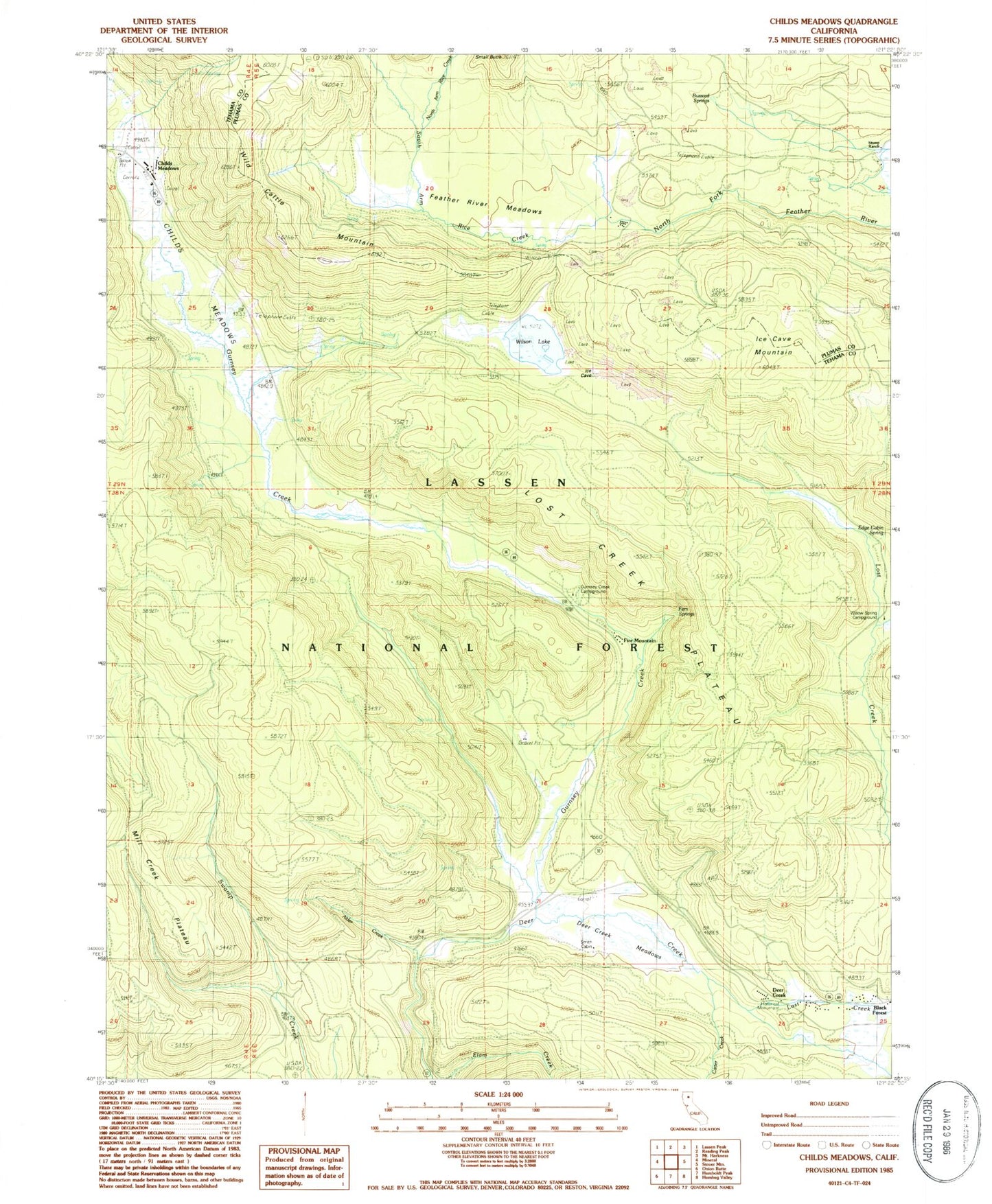 Classic USGS Childs Meadows California 7.5'x7.5' Topo Map Image