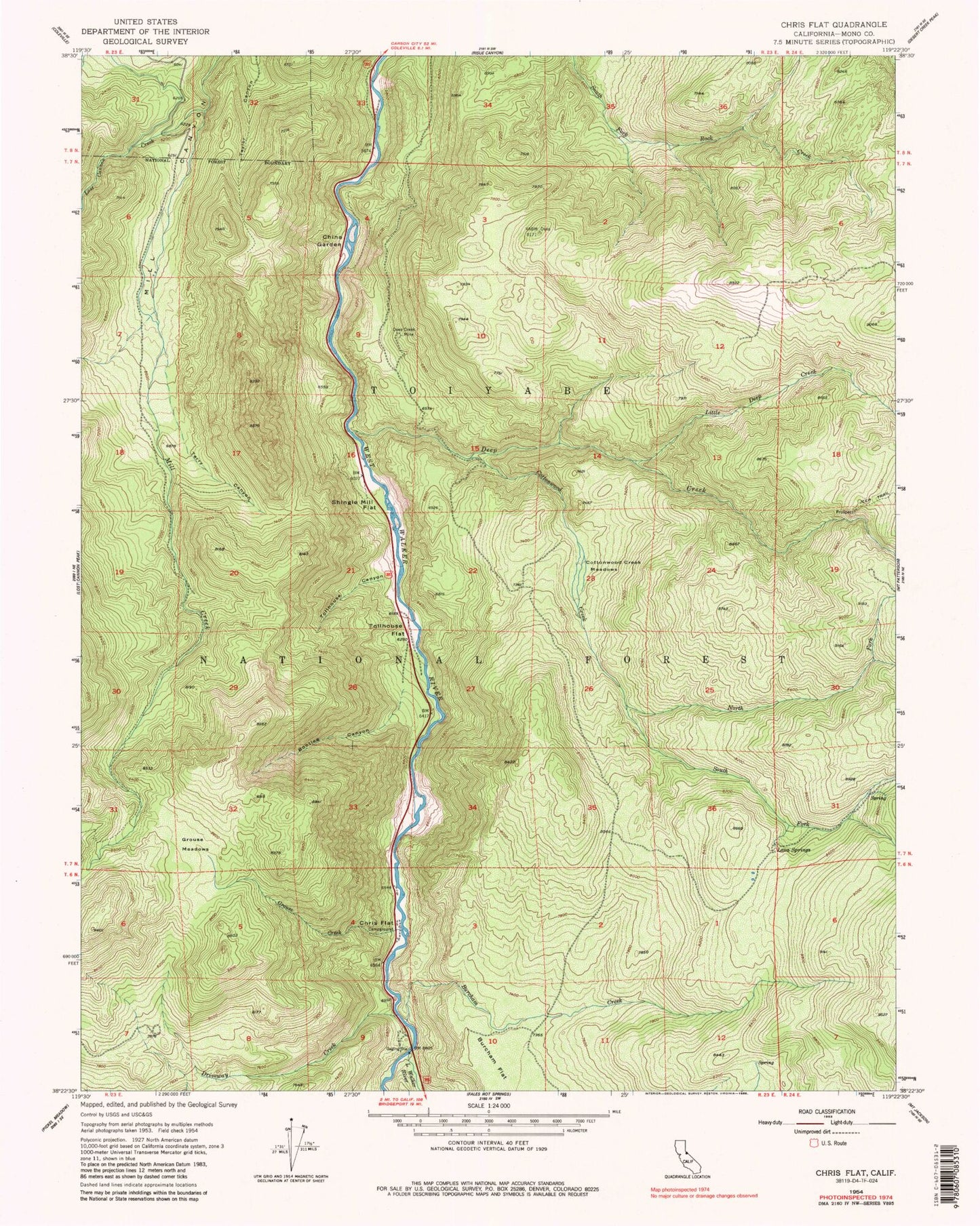 Classic USGS Chris Flat California 7.5'x7.5' Topo Map Image