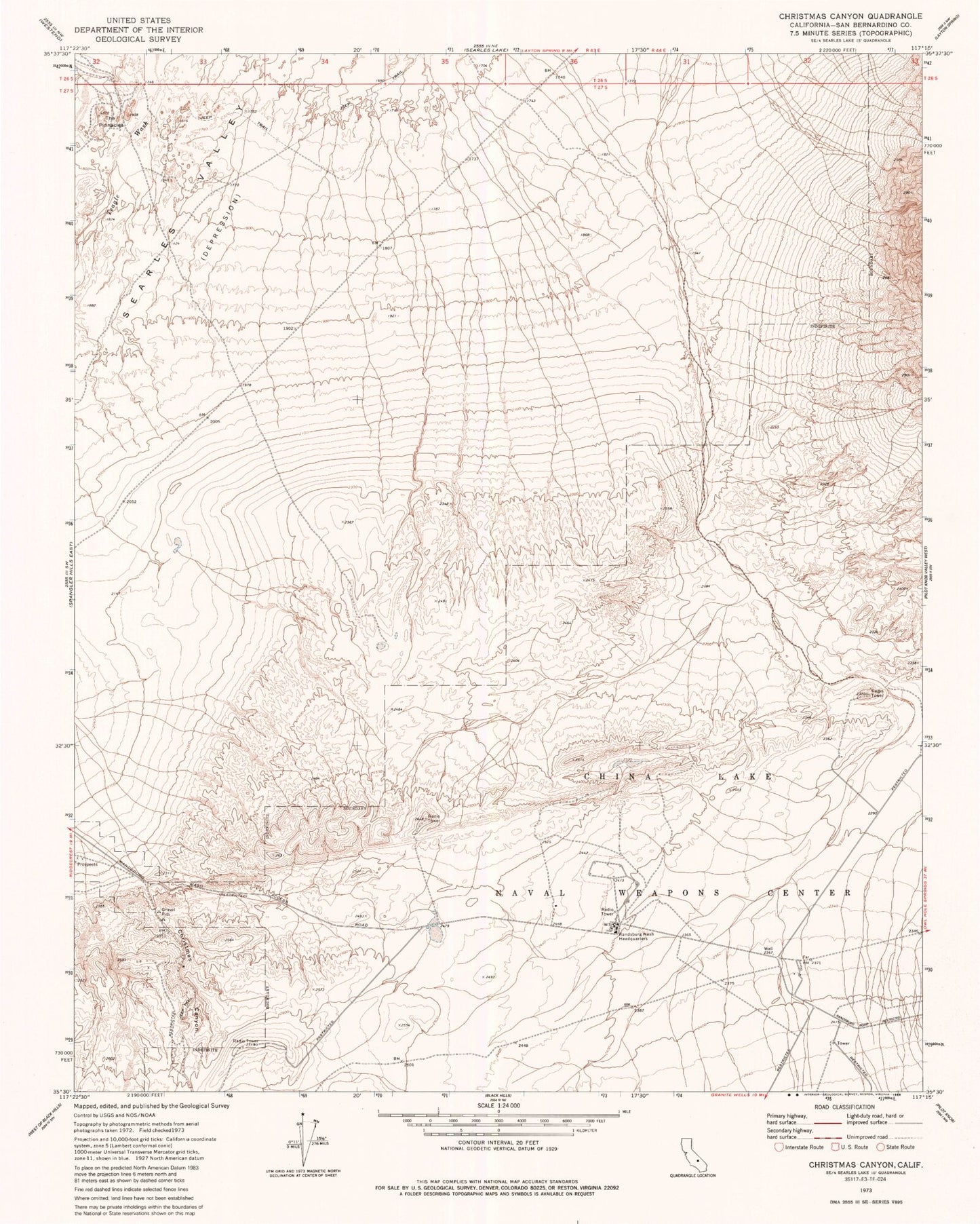 Classic USGS Christmas Canyon California 7.5'x7.5' Topo Map Image