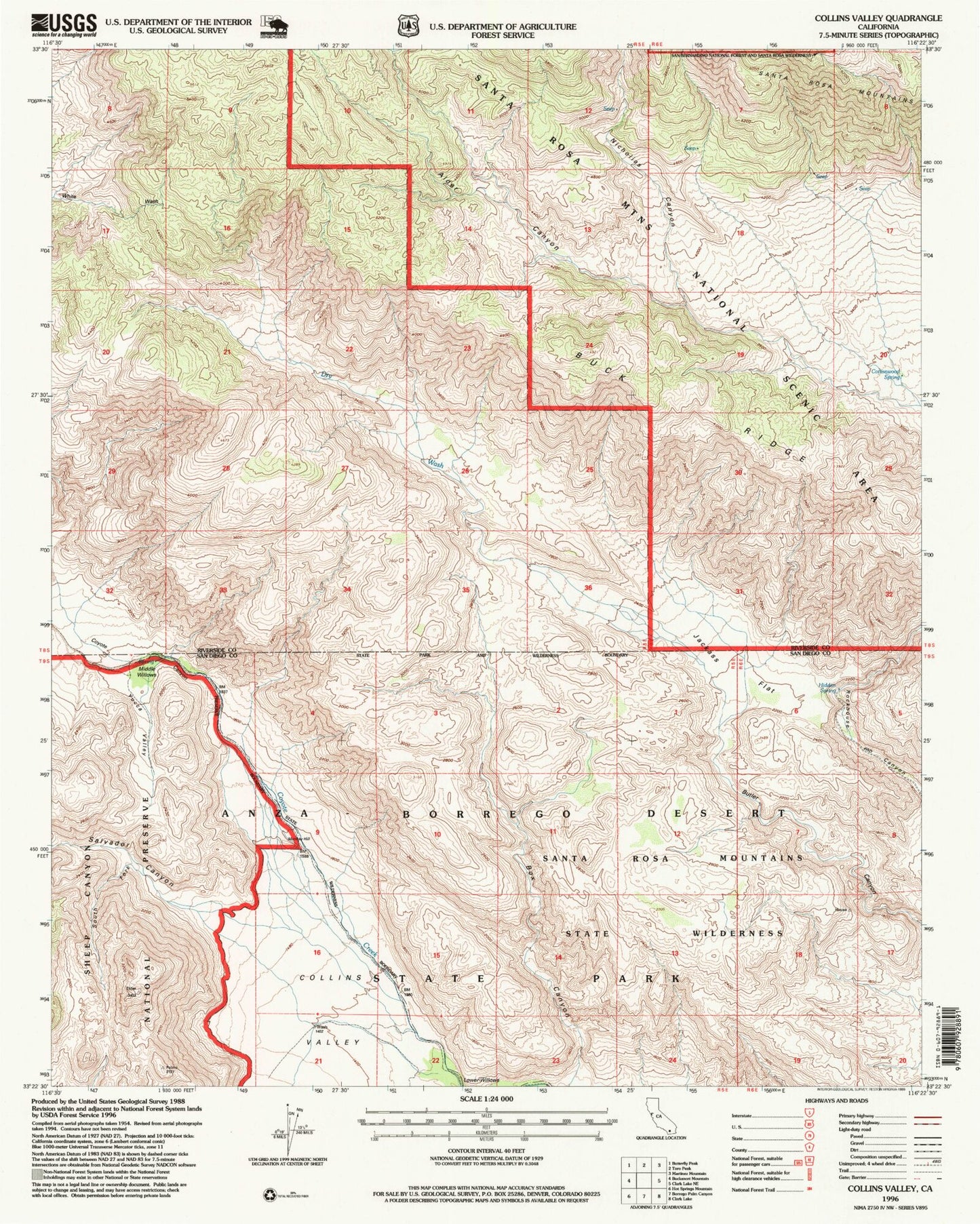 Classic USGS Collins Valley California 7.5'x7.5' Topo Map Image