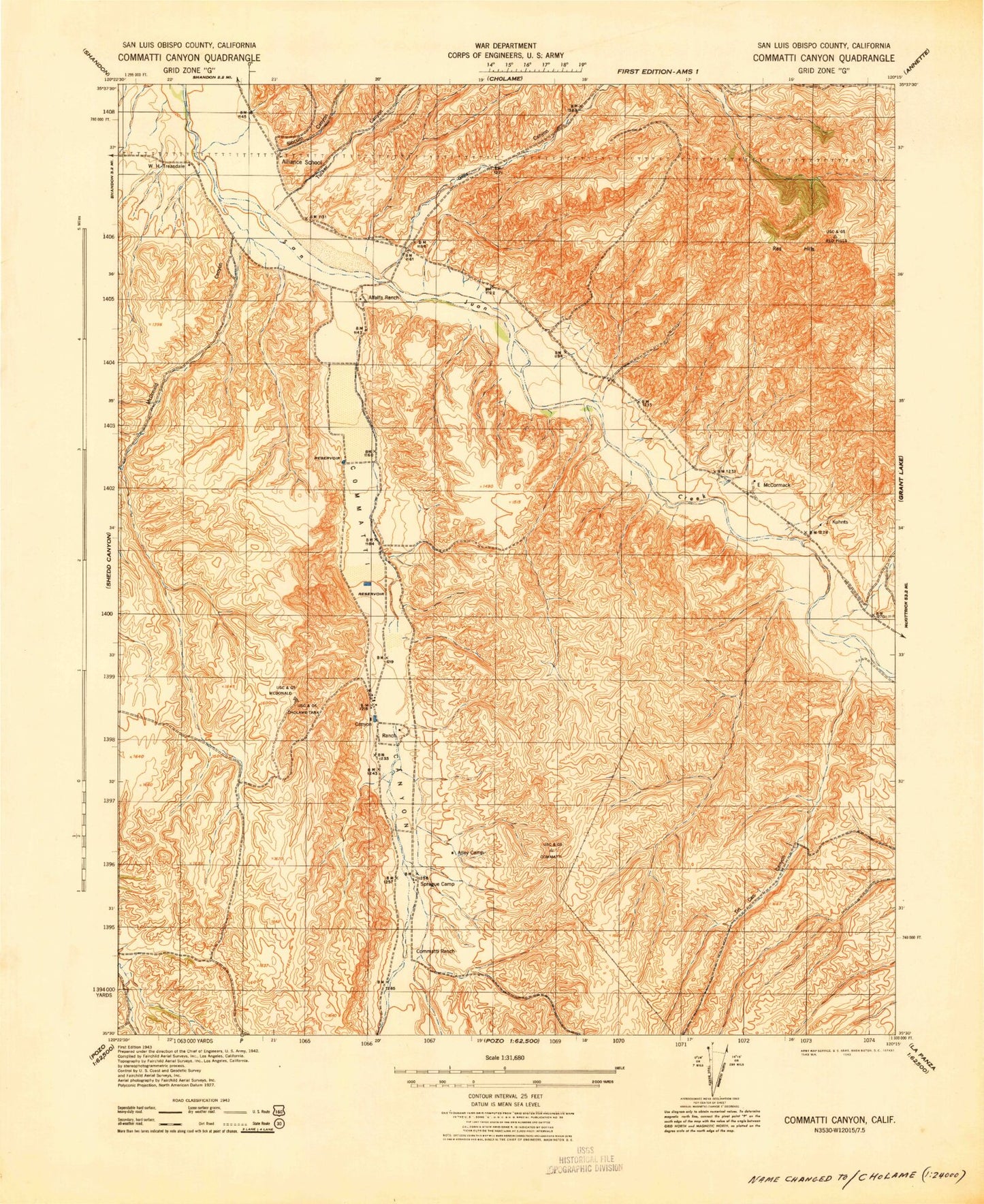 Classic USGS Camatta Canyon California 7.5'x7.5' Topo Map Image