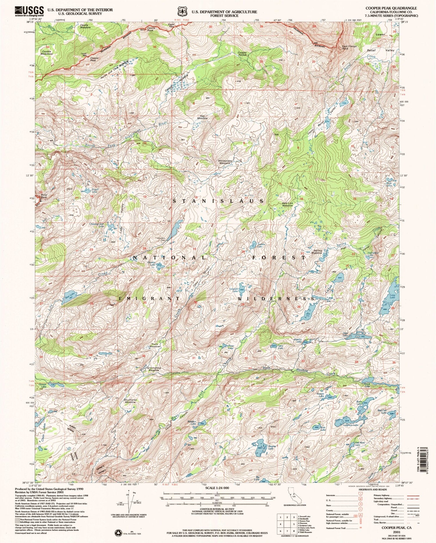 USGS Classic Cooper Peak California 7.5'x7.5' Topo Map Image