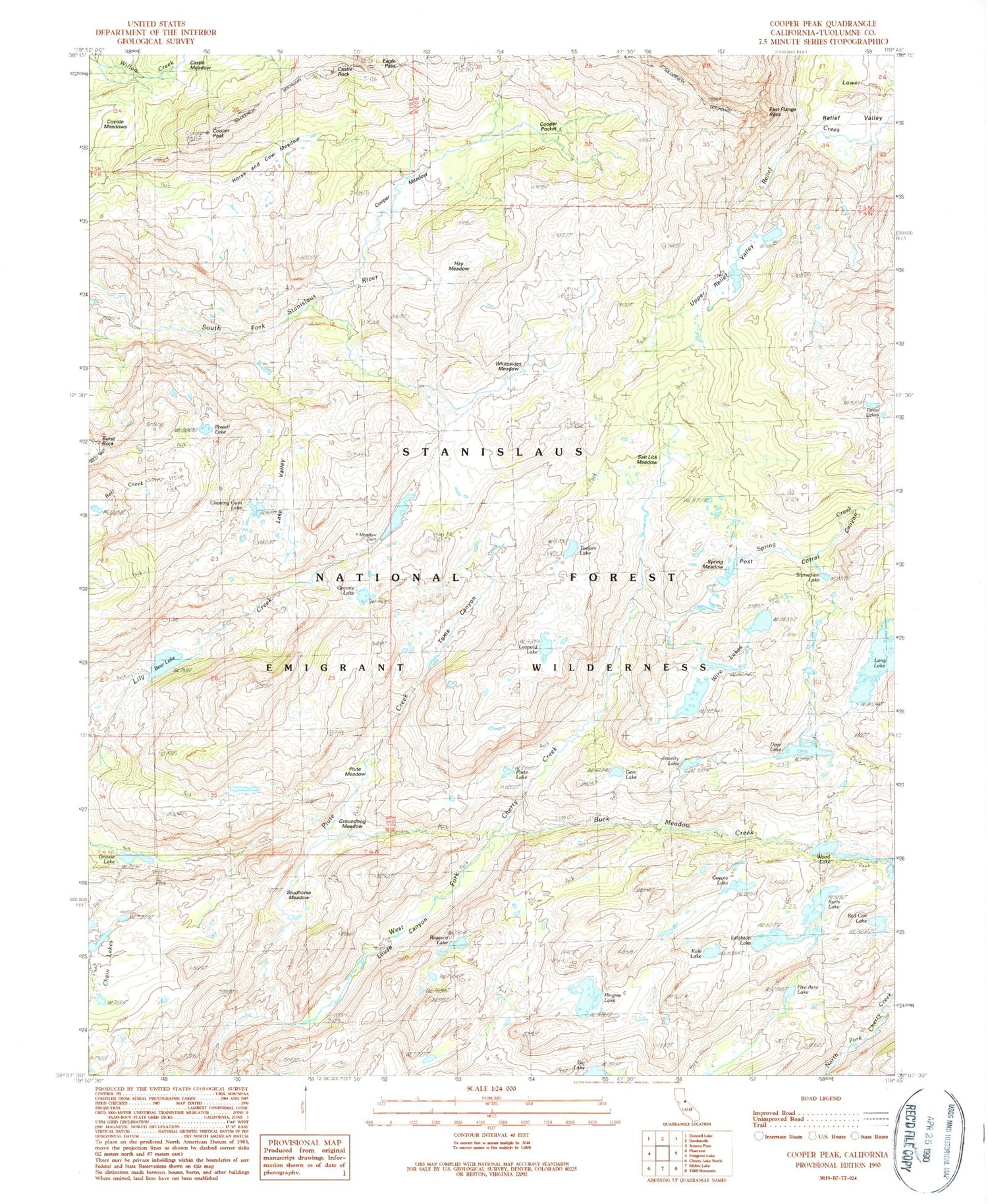 USGS Classic Cooper Peak California 7.5'x7.5' Topo Map Image