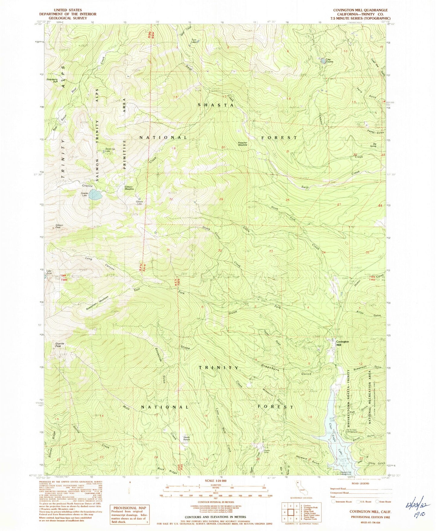 USGS Classic Covington Mill California 7.5'x7.5' Topo Map Image