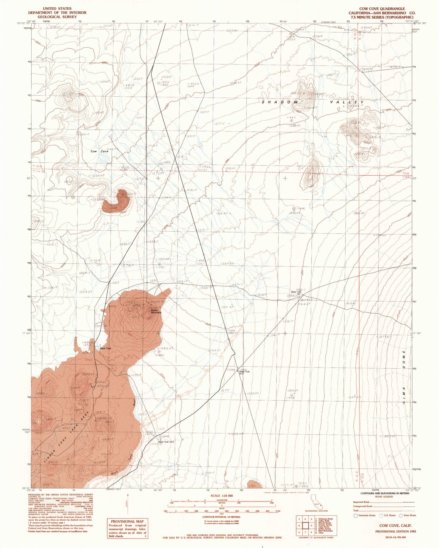 Classic USGS Cow Cove California 7.5'x7.5' Topo Map Image