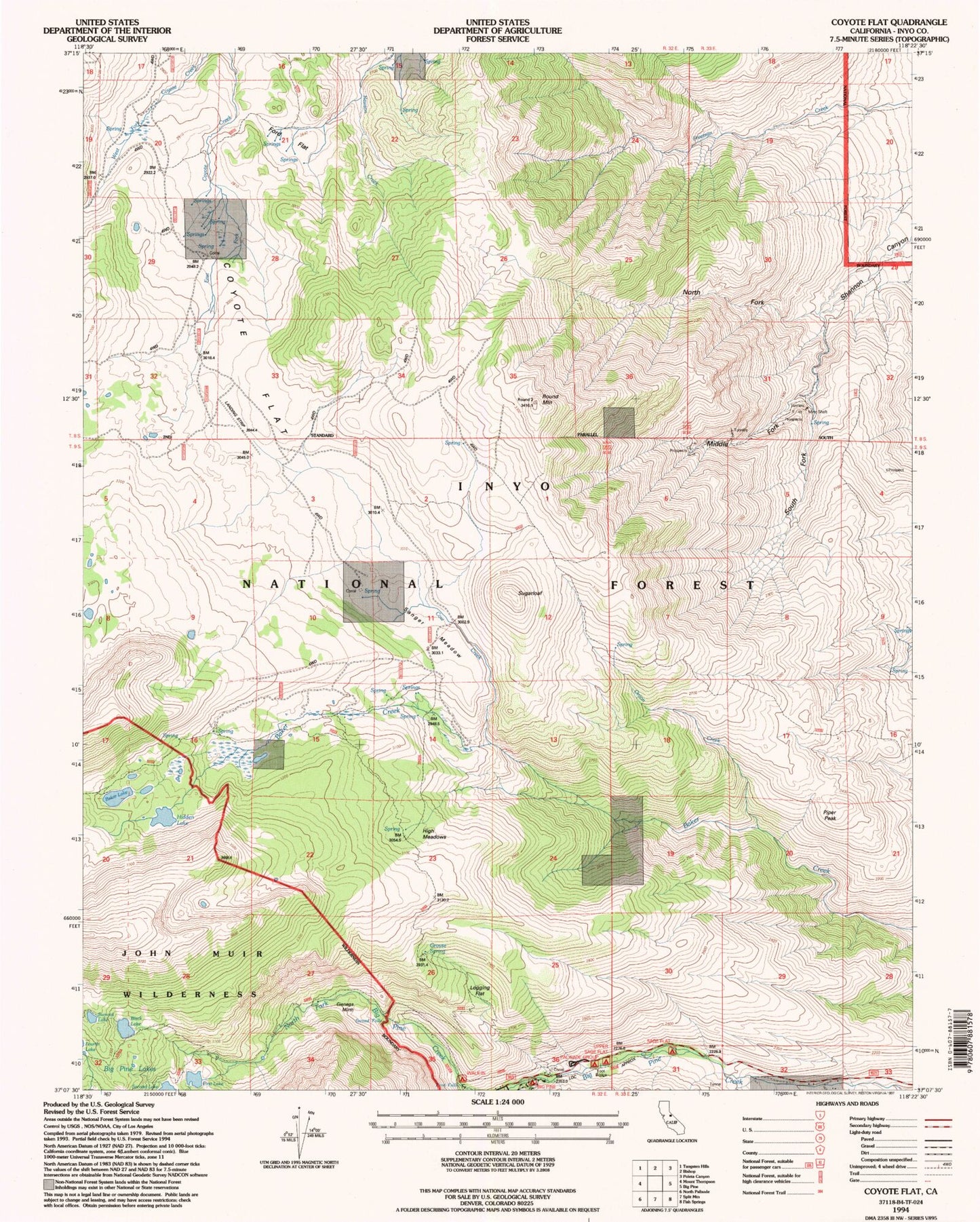 USGS Classic Coyote Flat California 7.5'x7.5' Topo Map Image