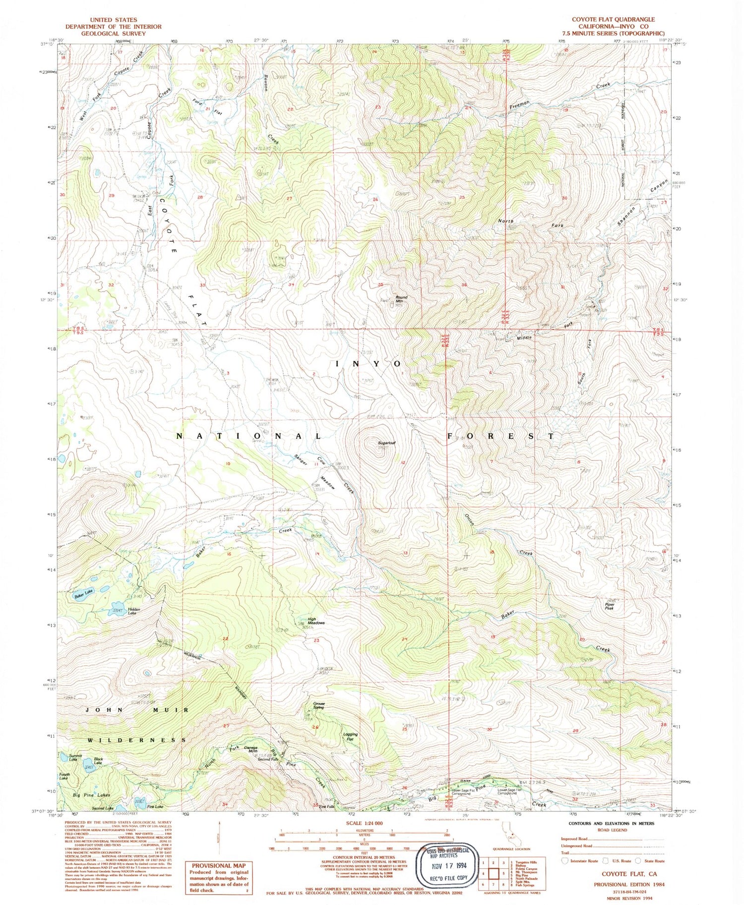 USGS Classic Coyote Flat California 7.5'x7.5' Topo Map Image