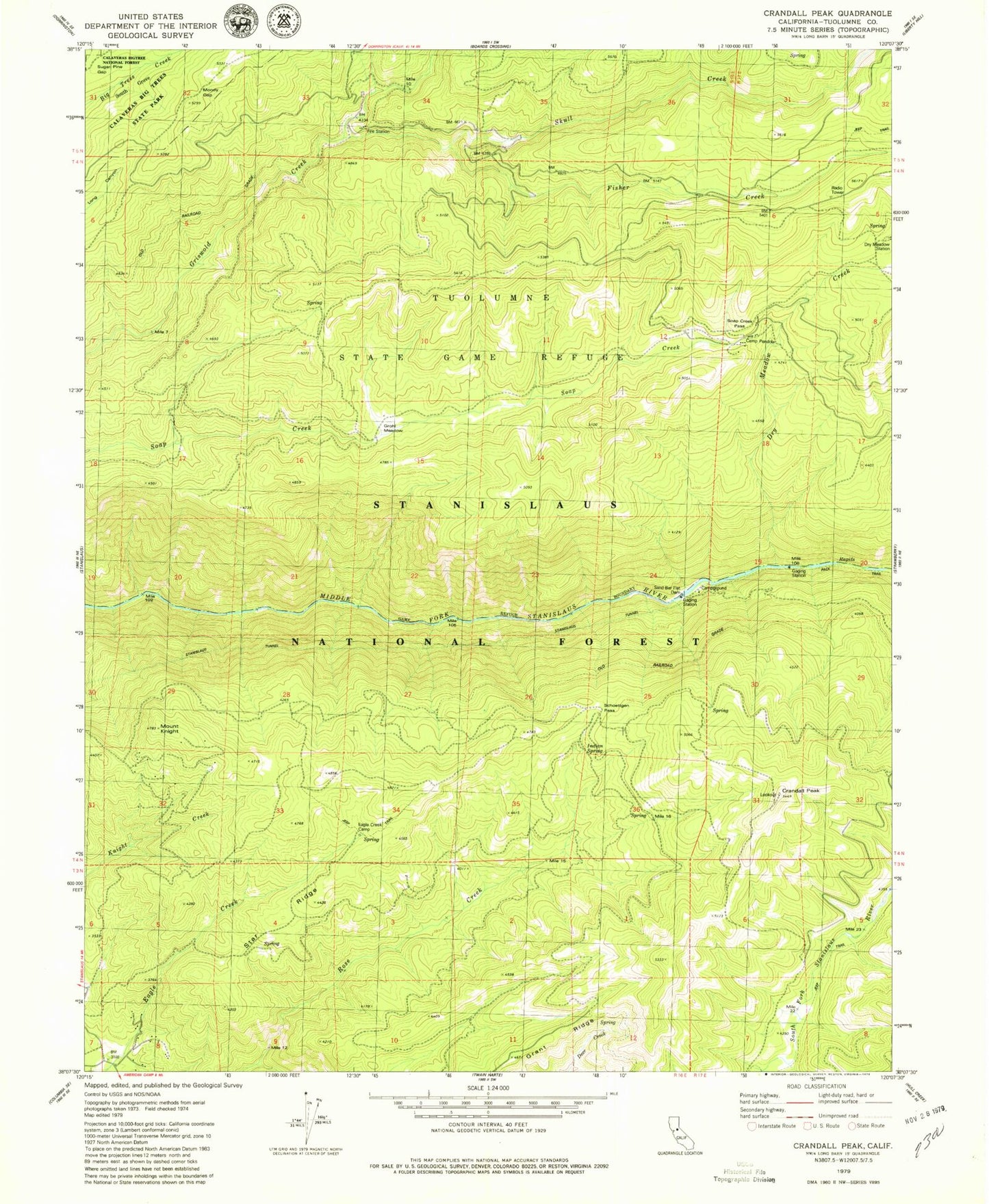 Classic USGS Crandall Peak California 7.5'x7.5' Topo Map Image