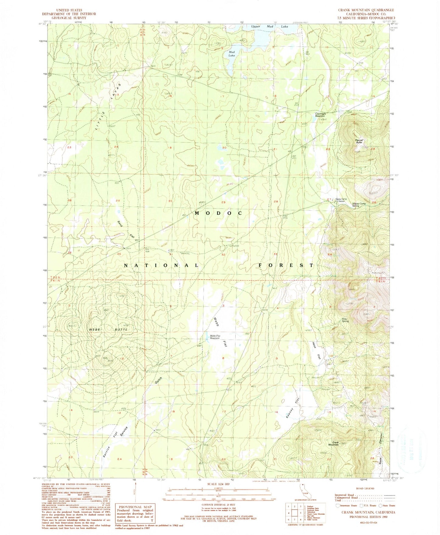 Classic USGS Crank Mountain California 7.5'x7.5' Topo Map Image