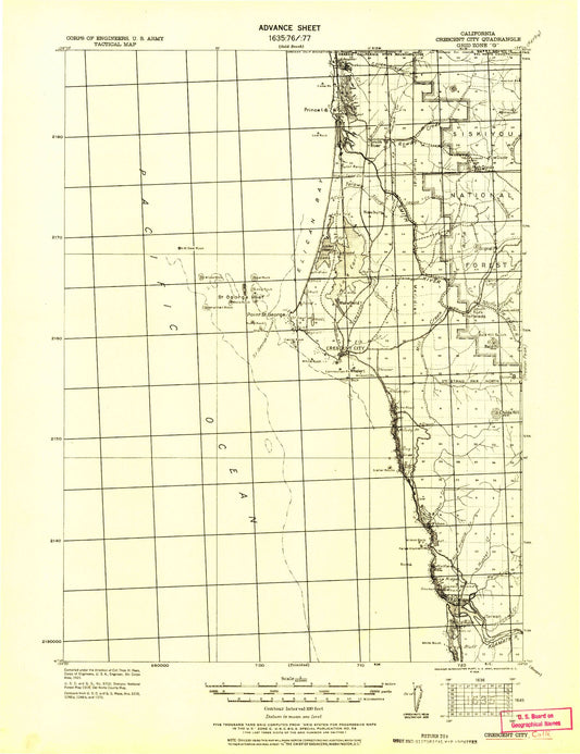 Historic 1929 Crescent City California 30'x30' Topo Map Image