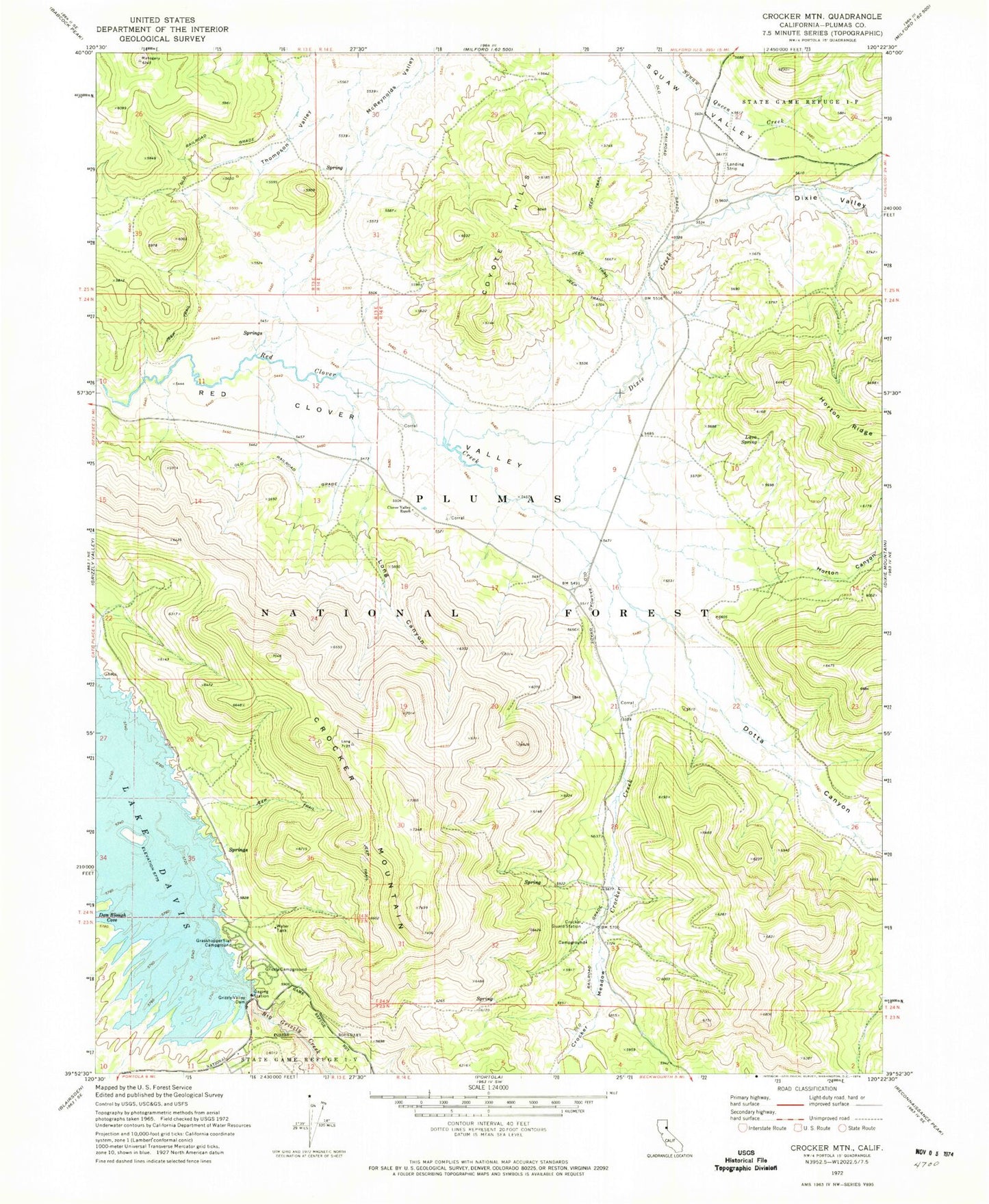 Classic USGS Crocker Mountain California 7.5'x7.5' Topo Map Image