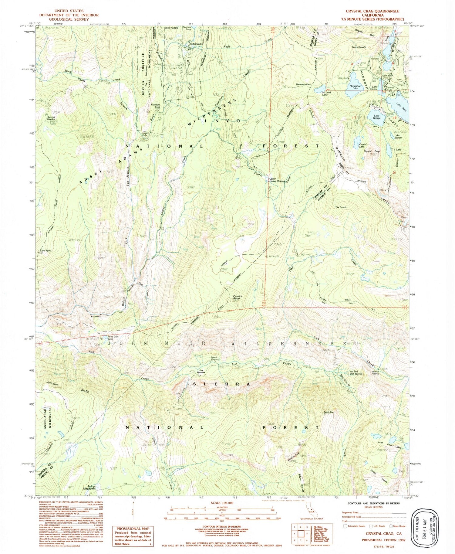 USGS Classic Crystal Crag California 7.5'x7.5' Topo Map Image