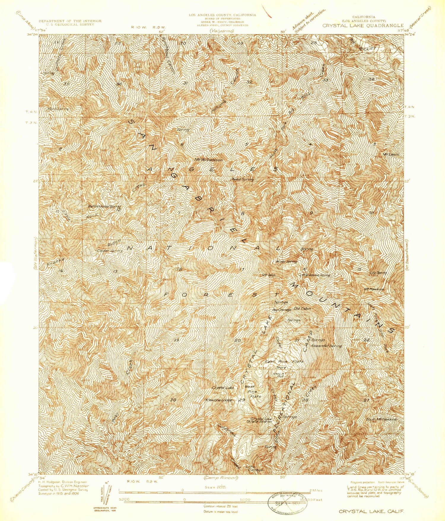USGS Classic Crystal Lake California 7.5'x7.5' Topo Map Image