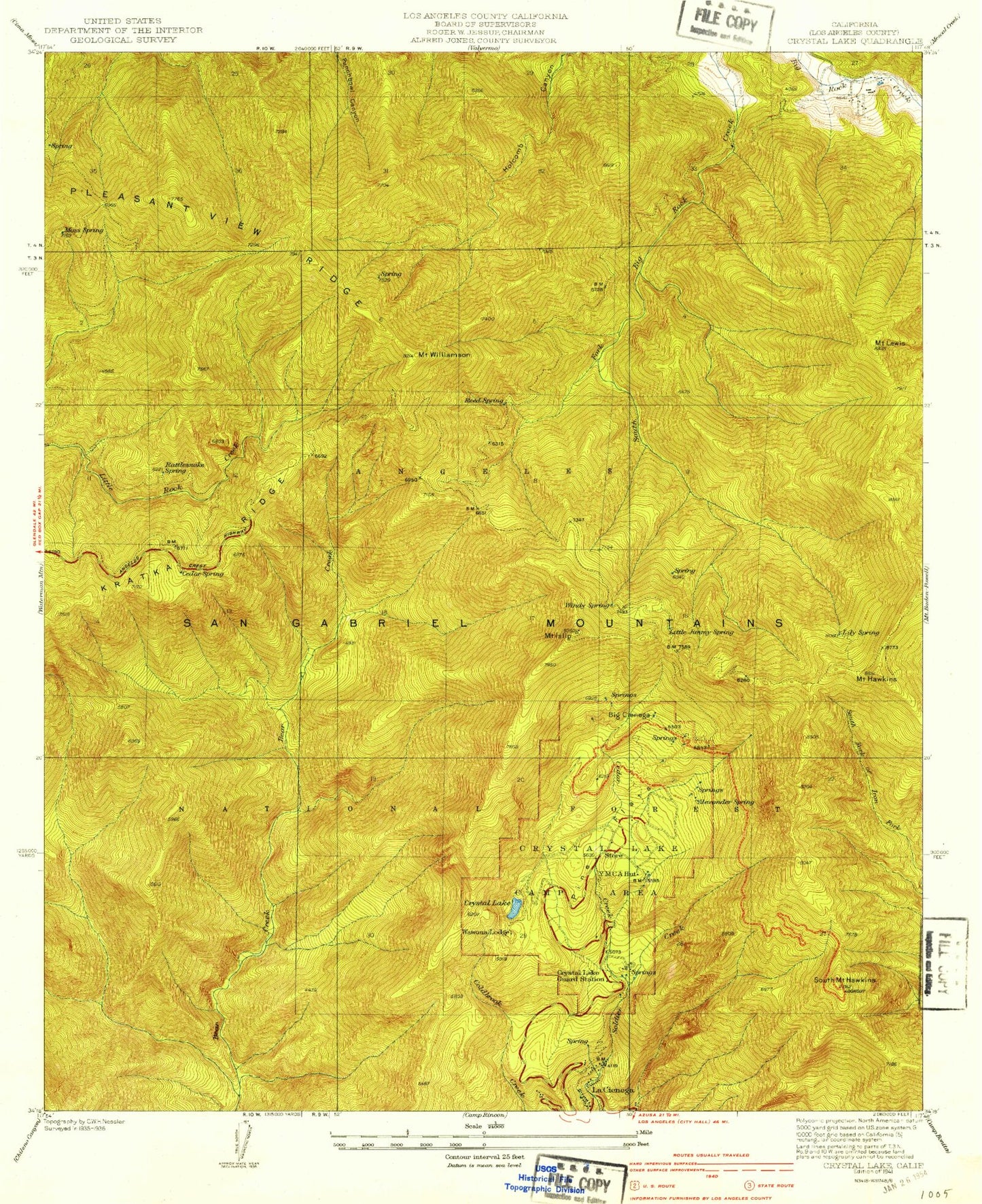 USGS Classic Crystal Lake California 7.5'x7.5' Topo Map Image