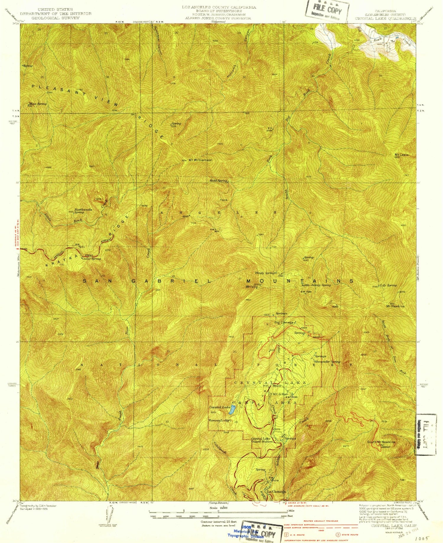 USGS Classic Crystal Lake California 7.5'x7.5' Topo Map Image