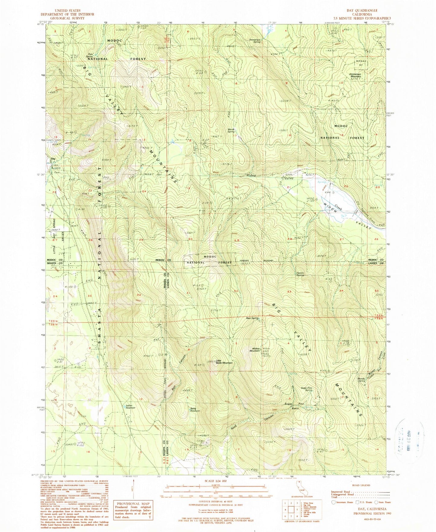 Classic USGS Day California 7.5'x7.5' Topo Map Image