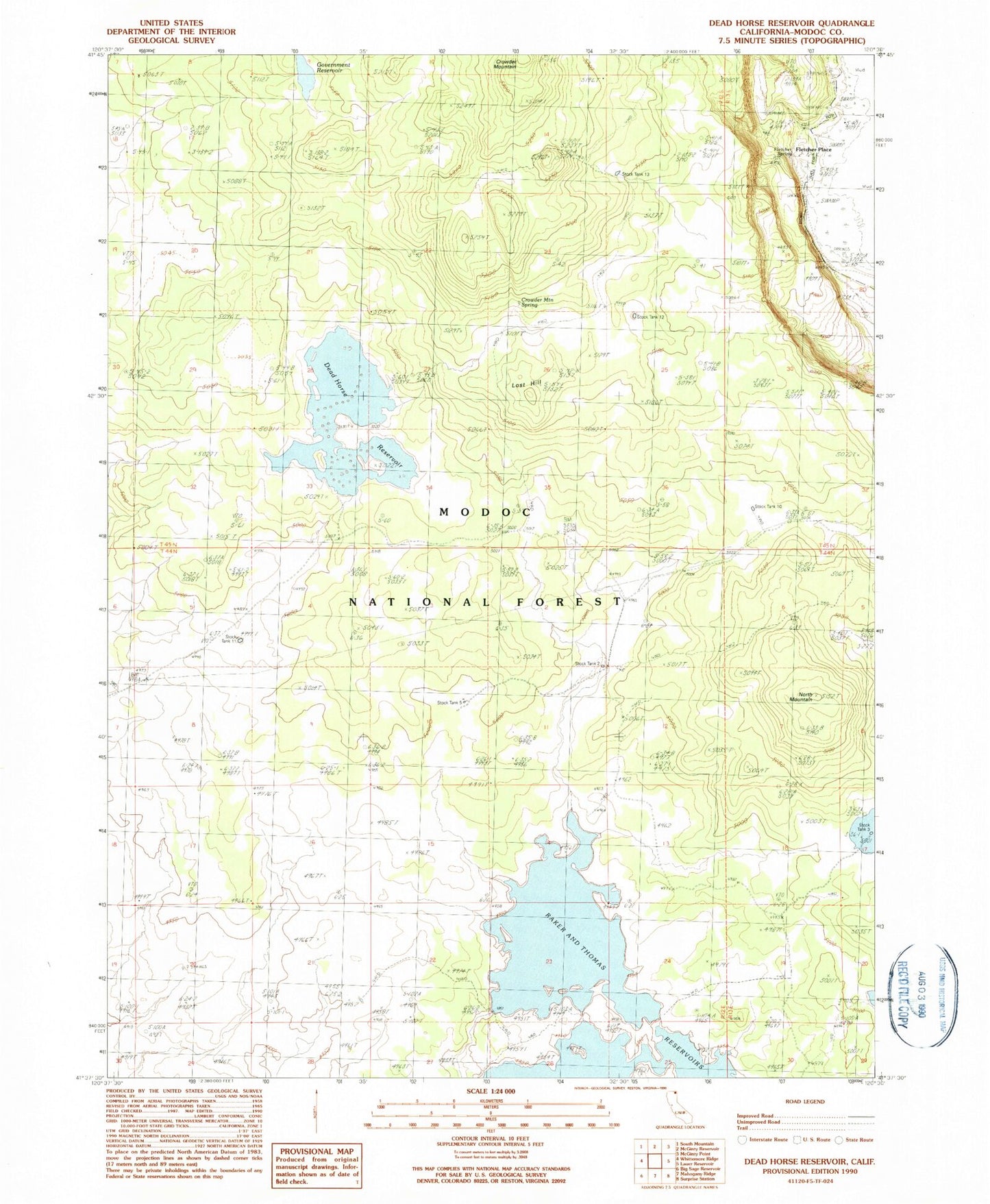 Classic USGS Dead Horse Reservoir California 7.5'x7.5' Topo Map Image
