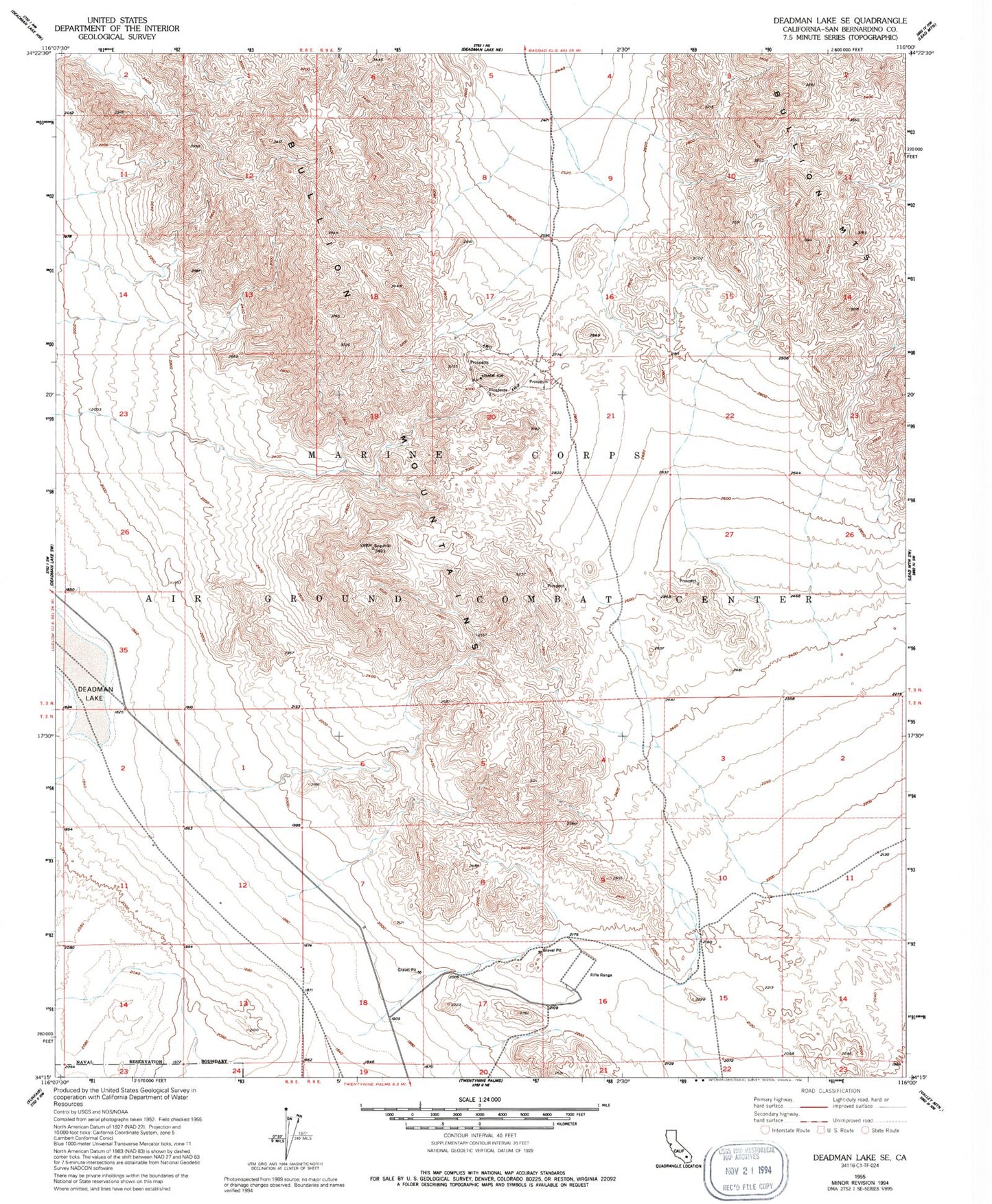 Classic USGS Deadman Lake SE California 7.5'x7.5' Topo Map Image