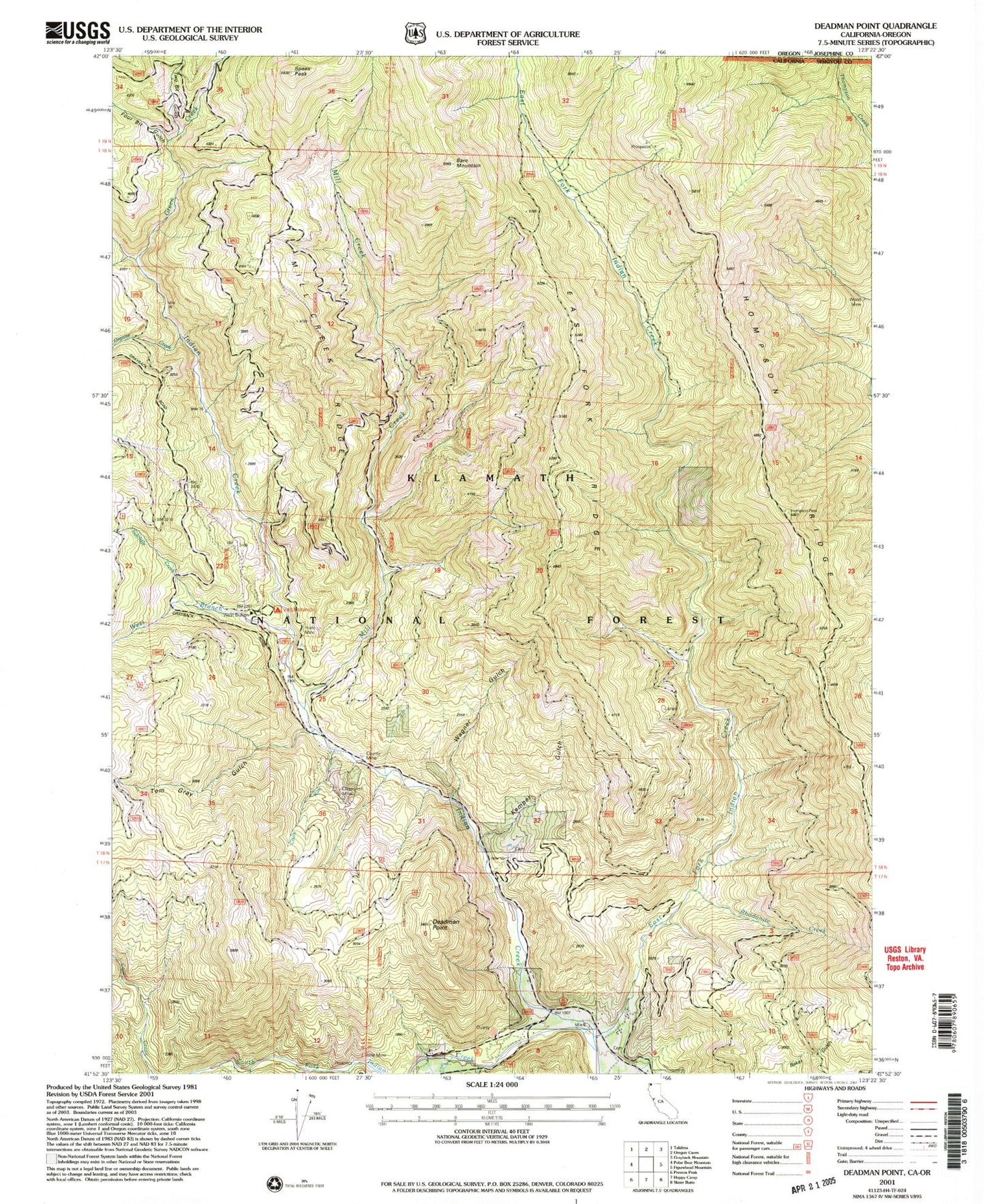 Classic USGS Deadman Point California 7.5'x7.5' Topo Map Image