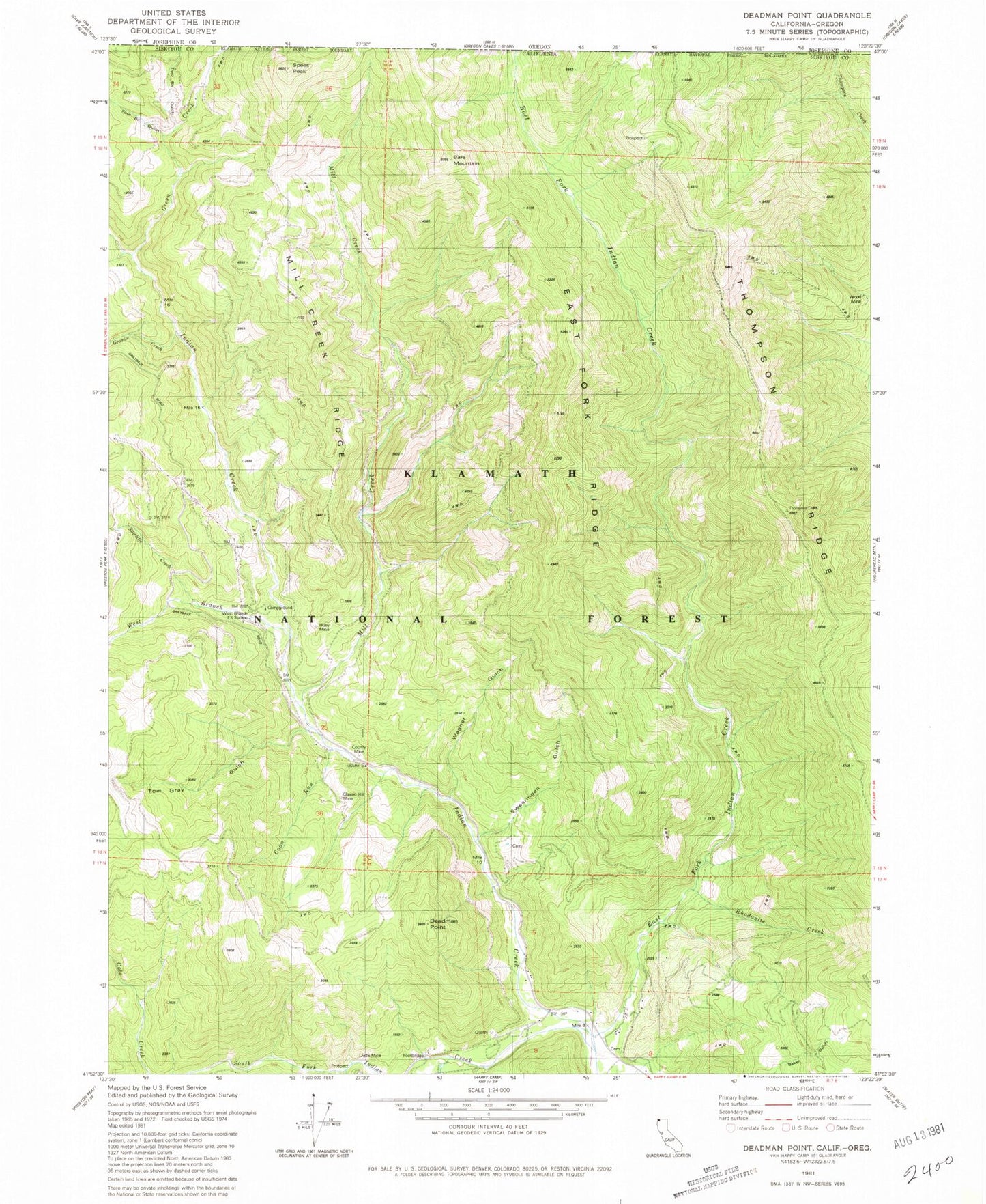 Classic USGS Deadman Point California 7.5'x7.5' Topo Map Image