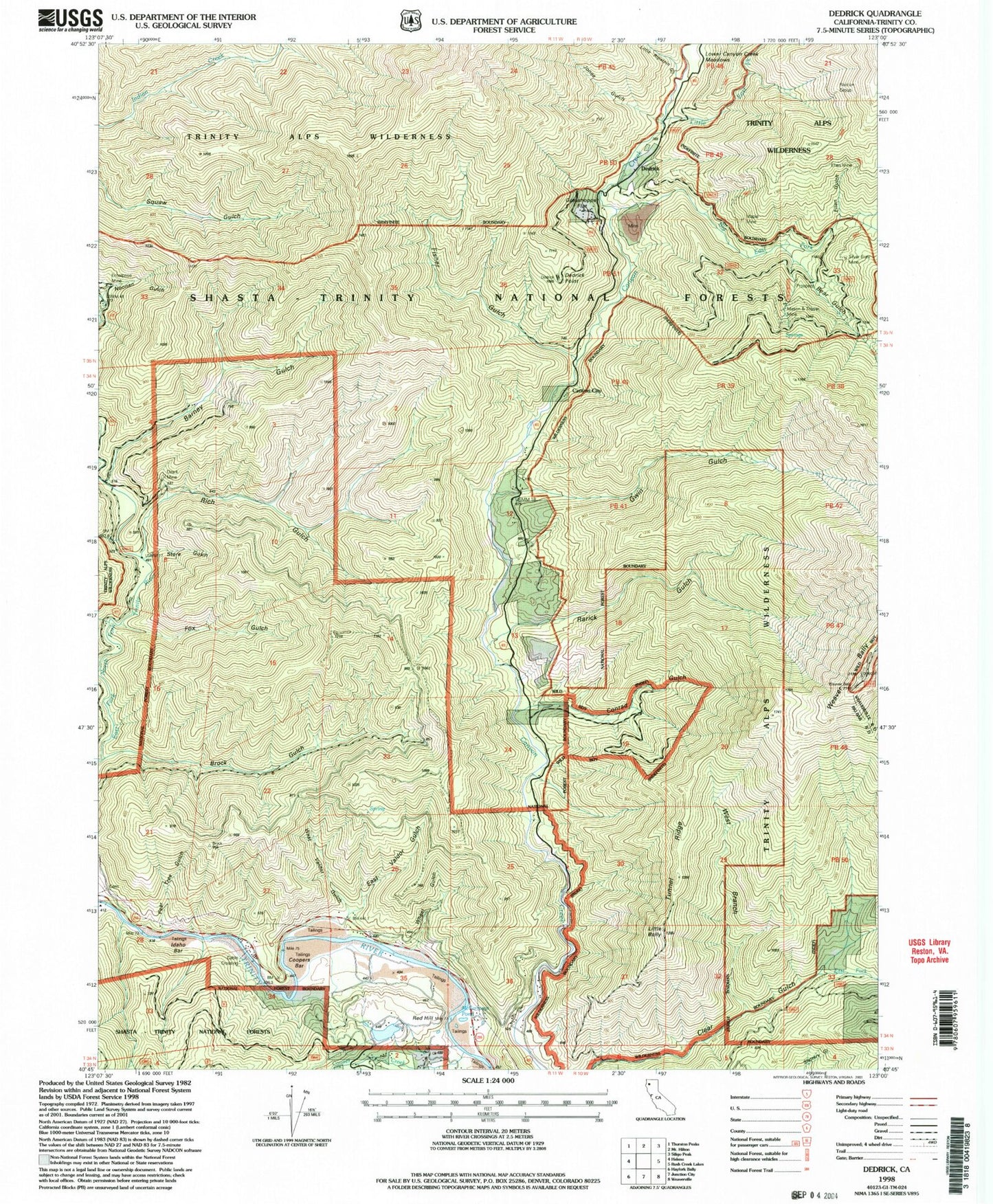 Classic USGS Dedrick California 7.5'x7.5' Topo Map Image