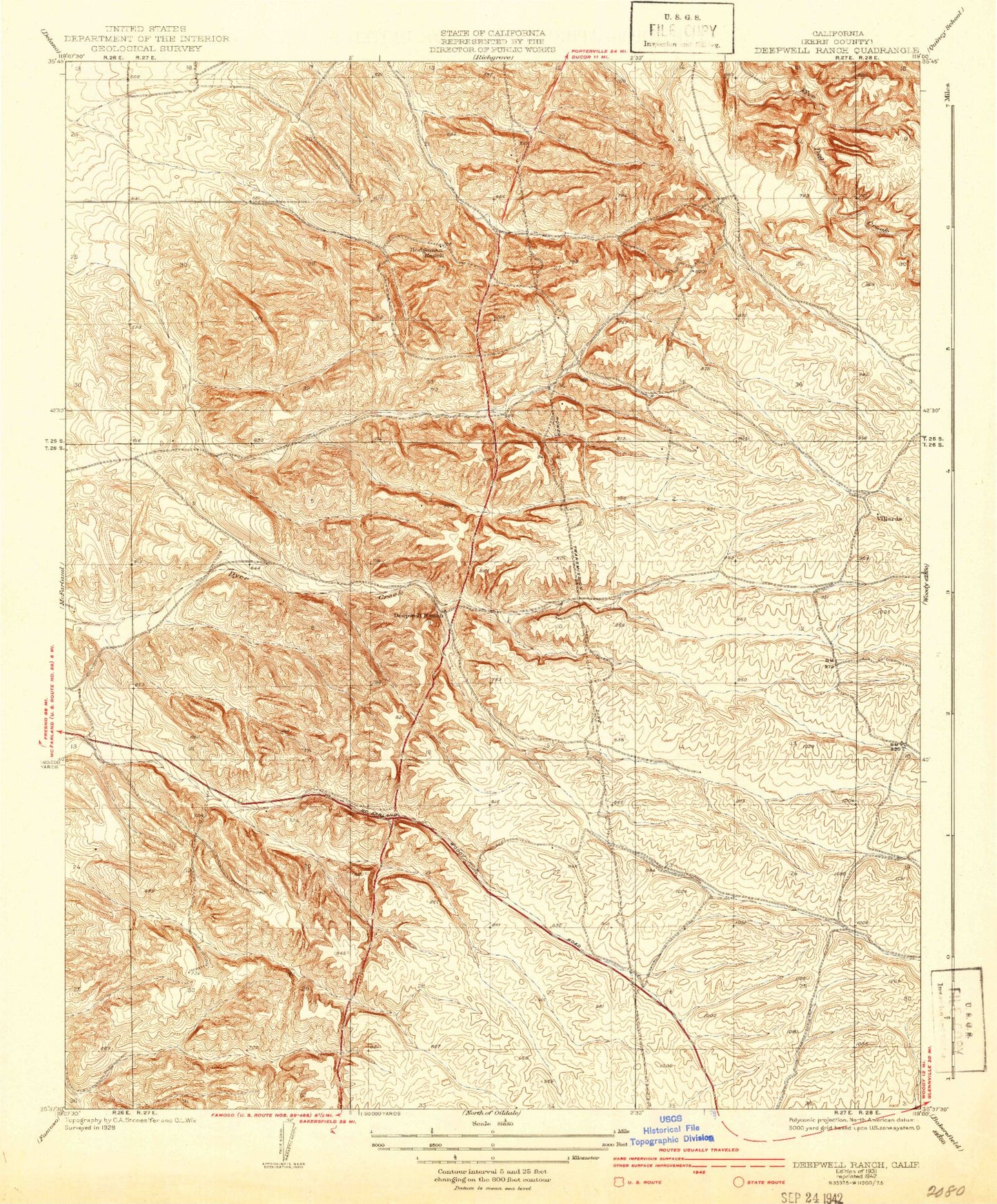 Classic USGS Deepwell Ranch California 7.5'x7.5' Topo Map Image