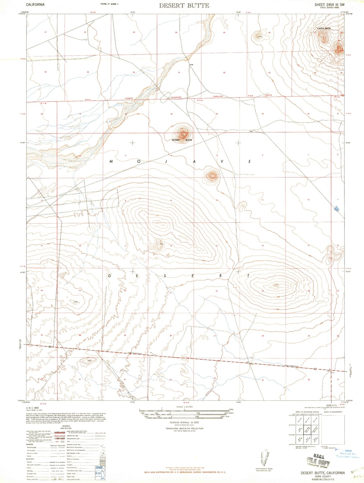 Classic USGS California City South California 7.5'x7.5' Topo Map Image