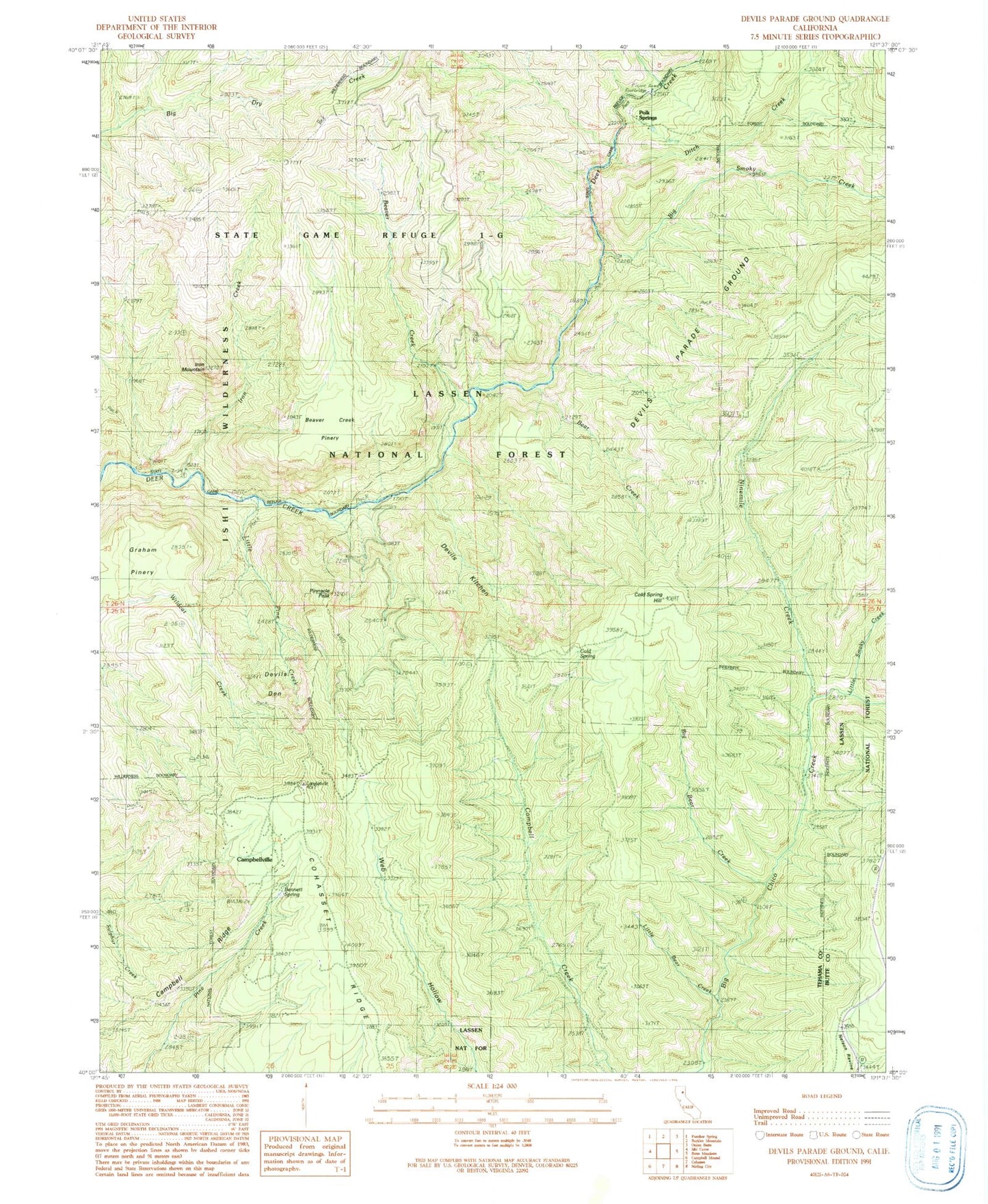 Classic USGS Devils Parade Ground California 7.5'x7.5' Topo Map Image