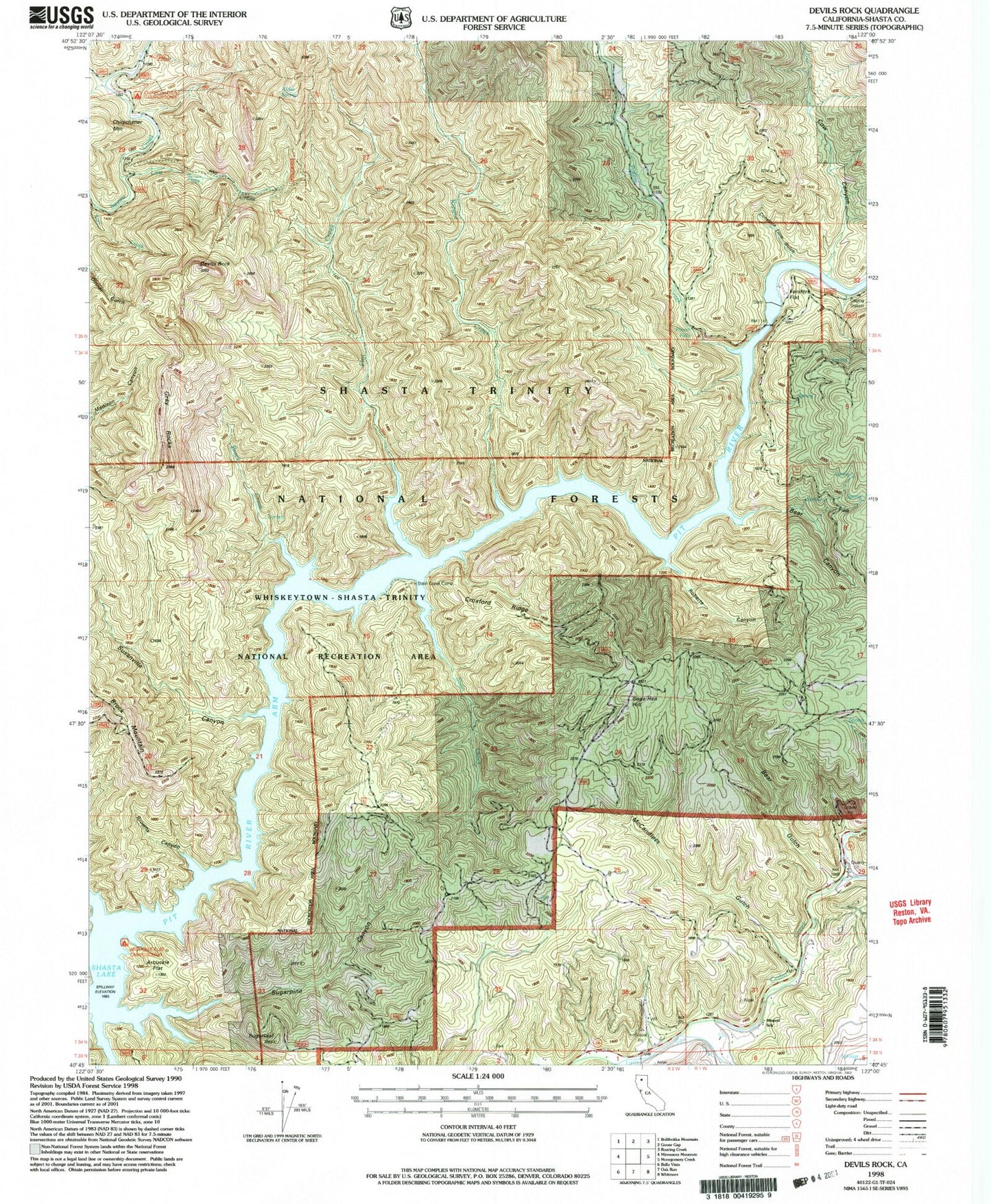 Classic USGS Devils Rock California 7.5'x7.5' Topo Map Image