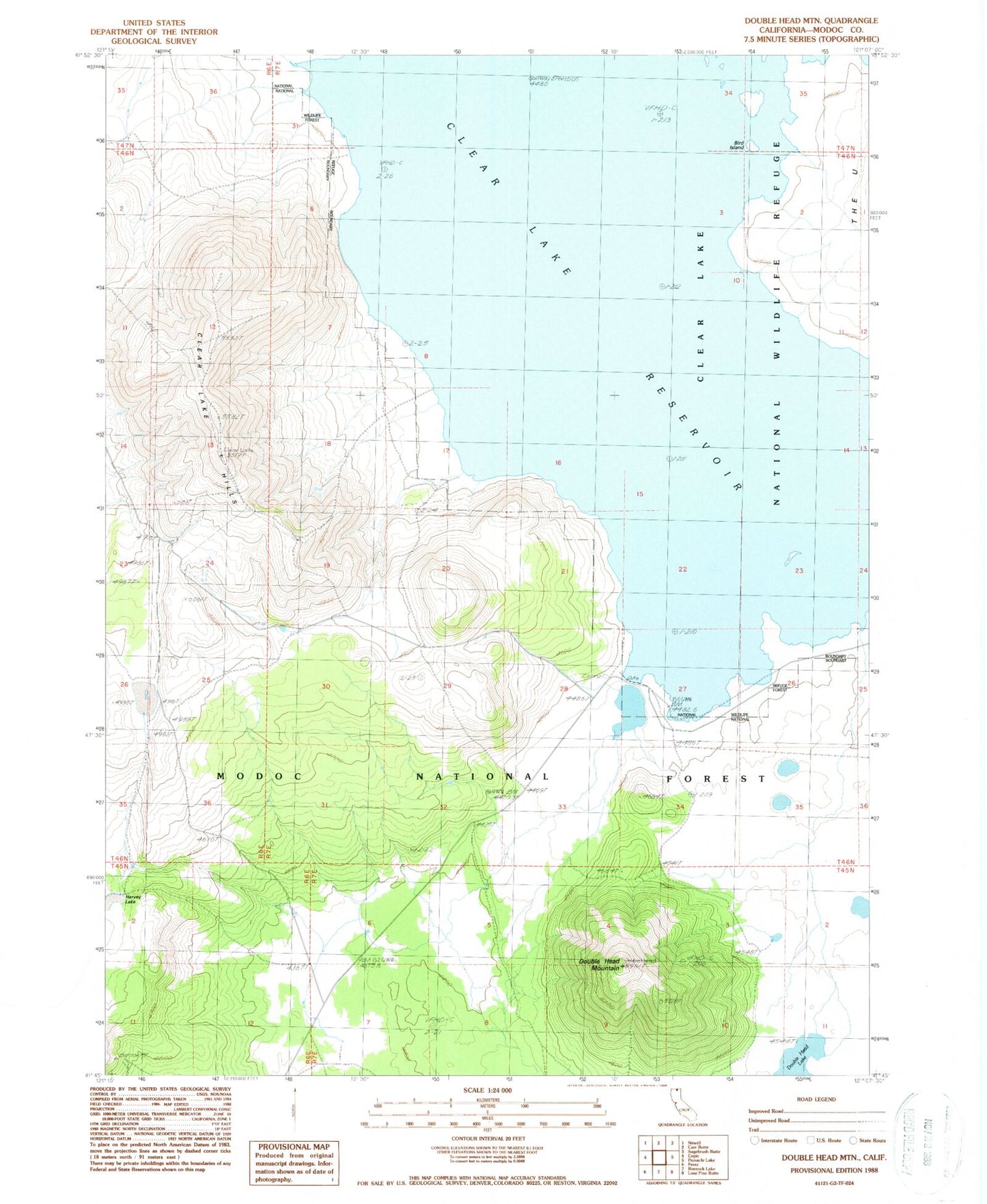 Classic USGS Double Head Mountain California 7.5'x7.5' Topo Map Image