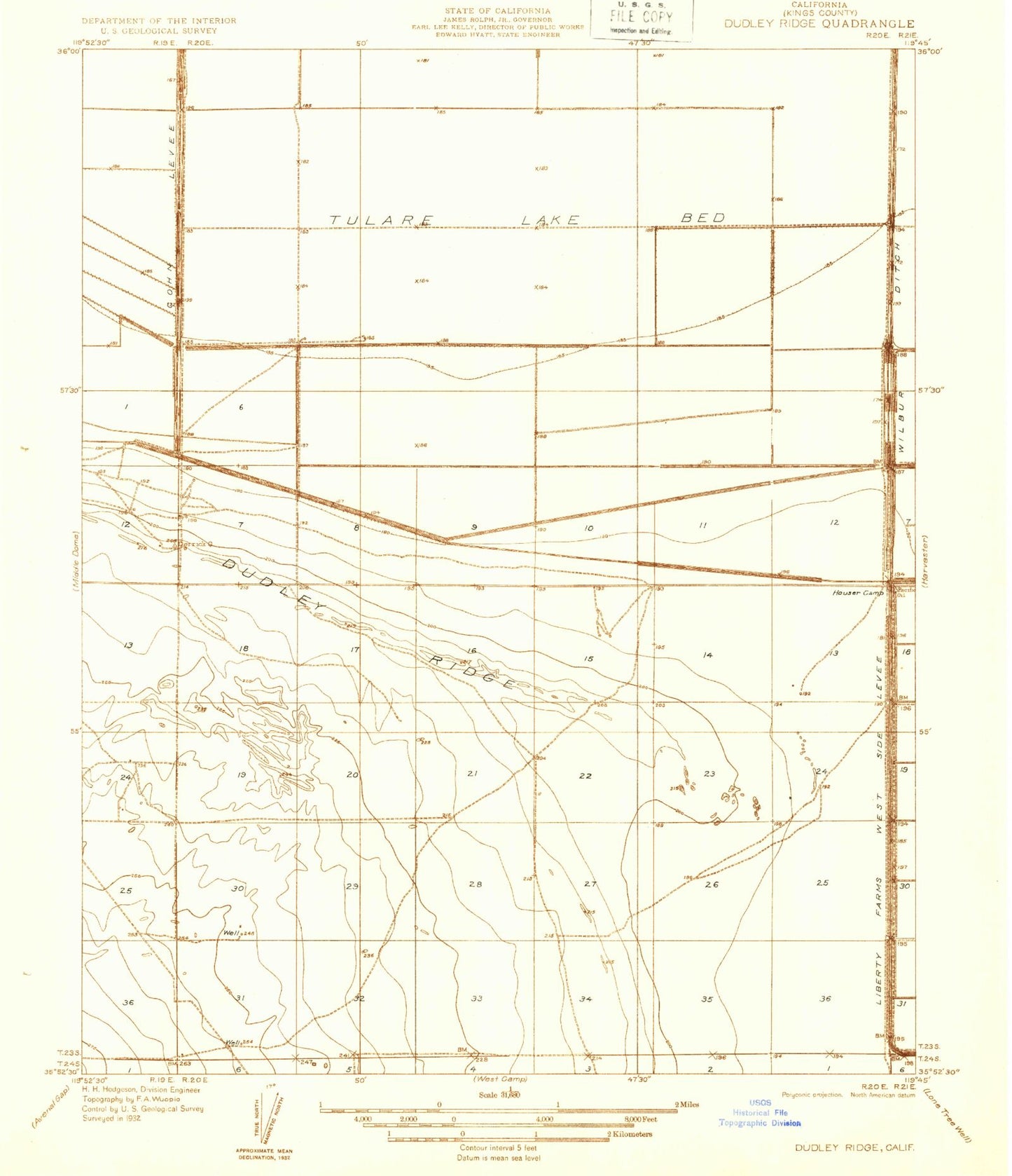 Classic USGS Dudley Ridge California 7.5'x7.5' Topo Map Image