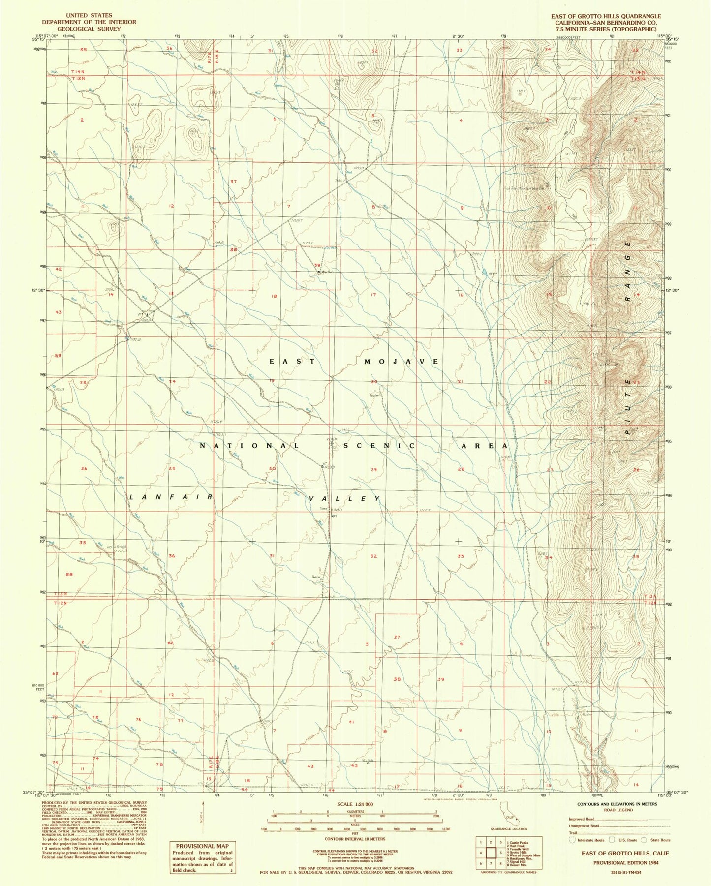 Classic USGS East of Grotto Hills California 7.5'x7.5' Topo Map Image