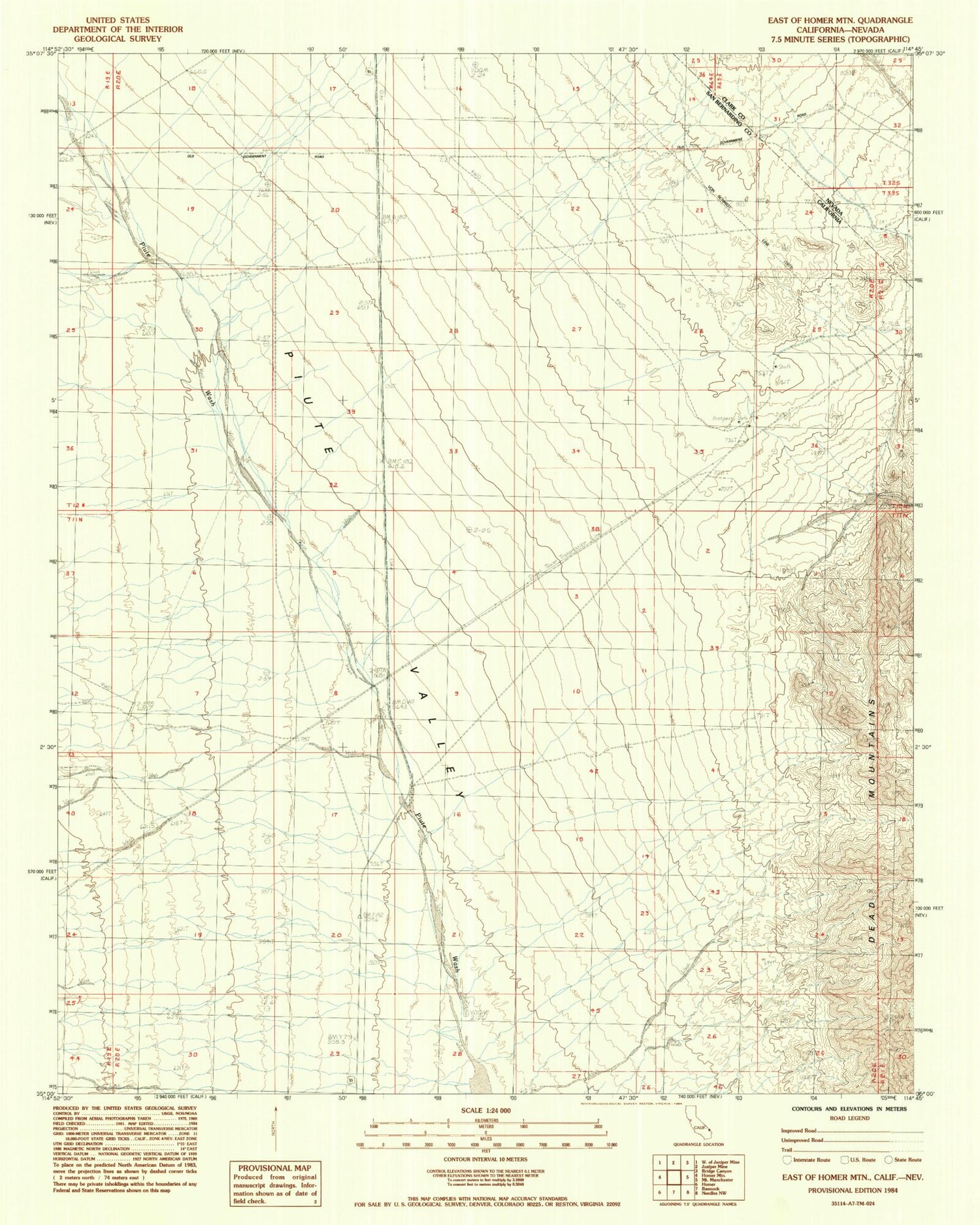 Classic USGS East of Homer Mountain California 7.5'x7.5' Topo Map Image