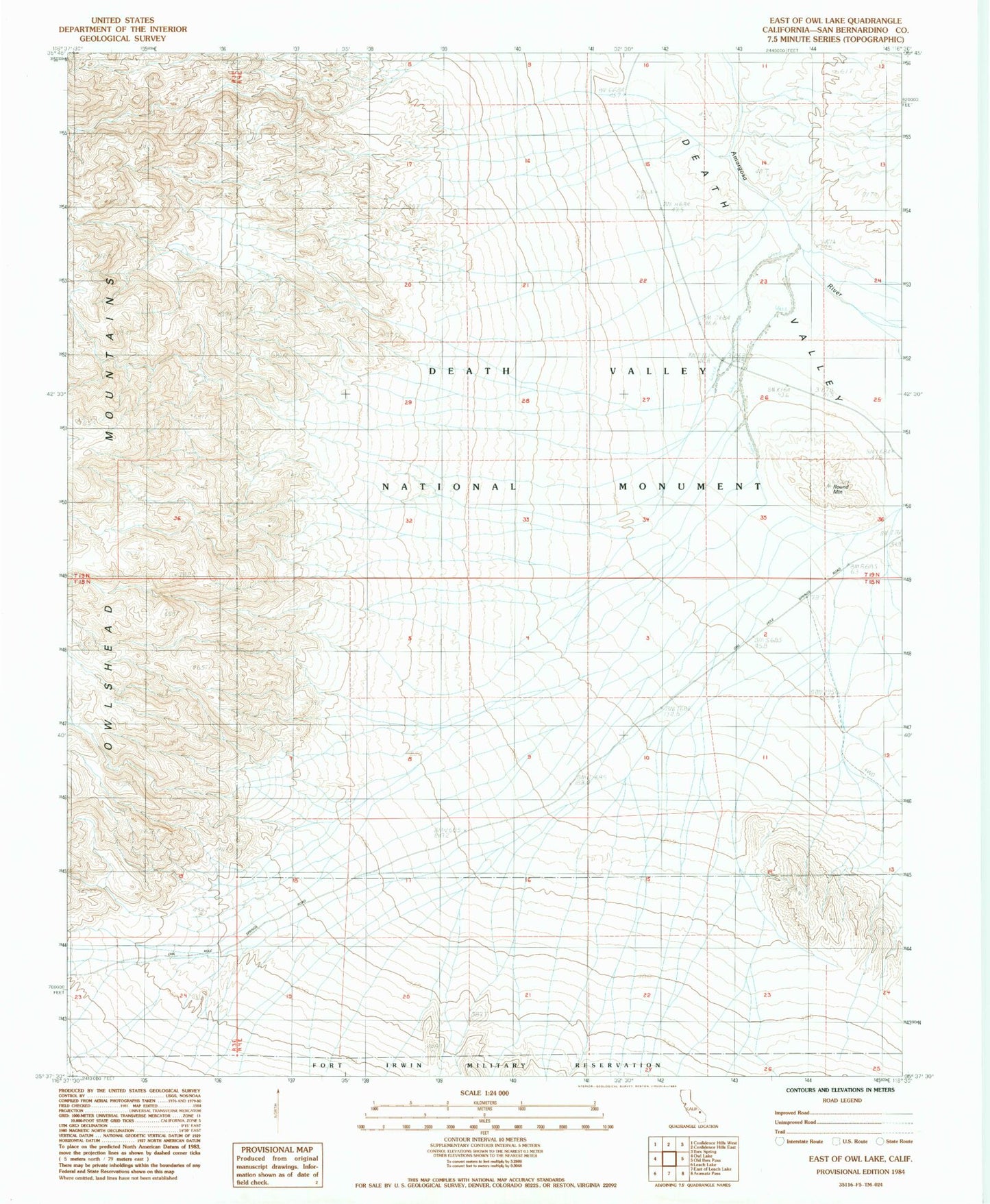 Classic USGS East of Owl Lake California 7.5'x7.5' Topo Map Image