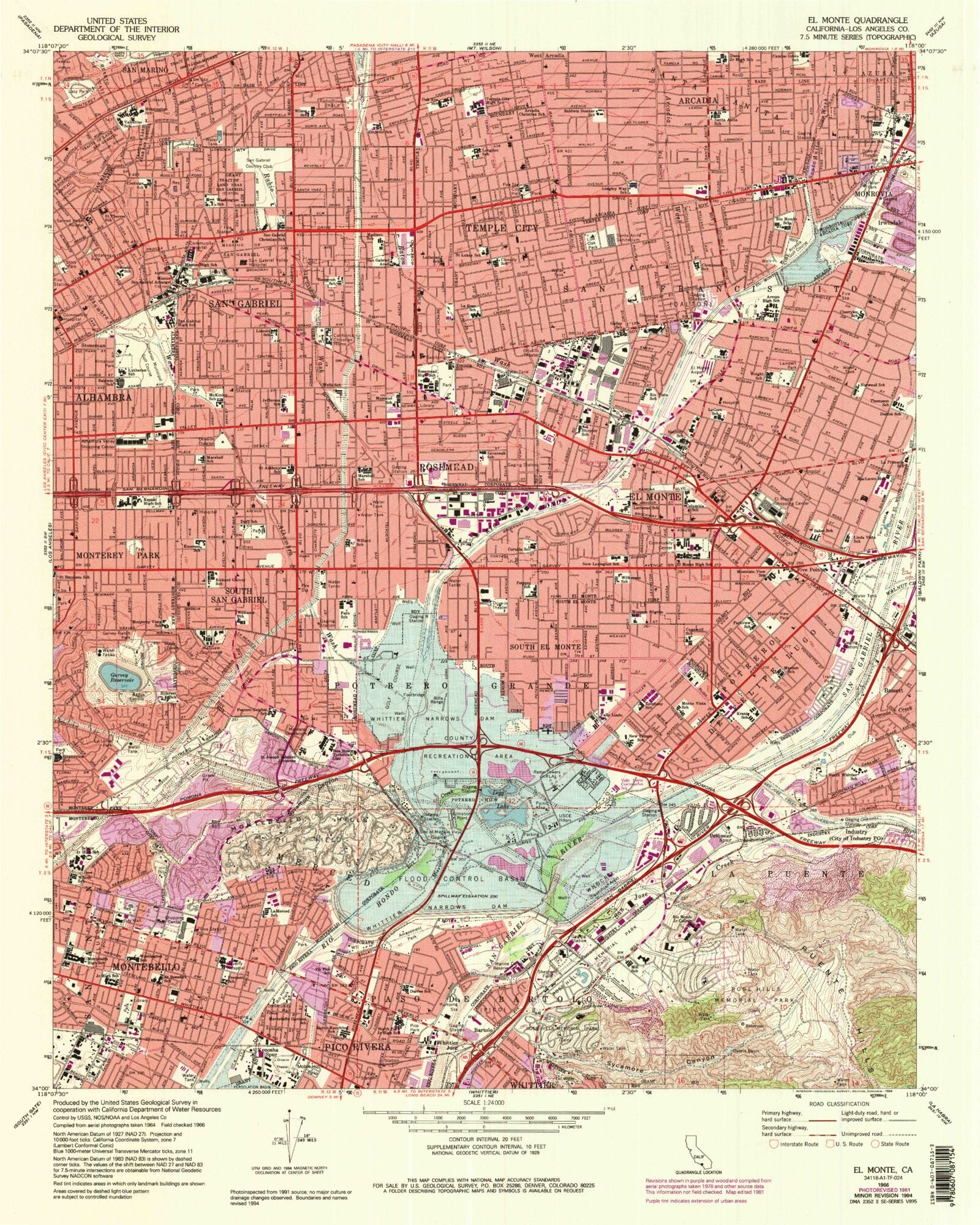 Classic USGS El Monte California Topo Map – MyTopo Map Store