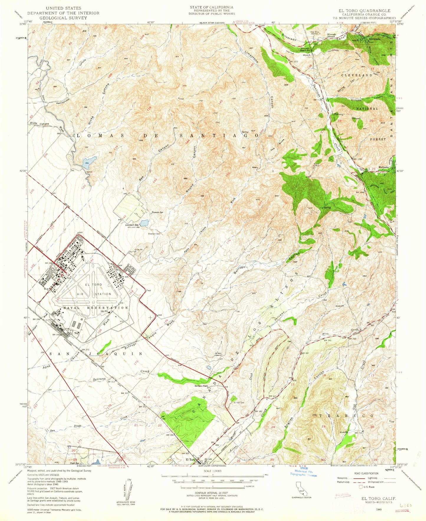 Classic USGS Lake Forest California 7.5'x7.5' Topo Map Image