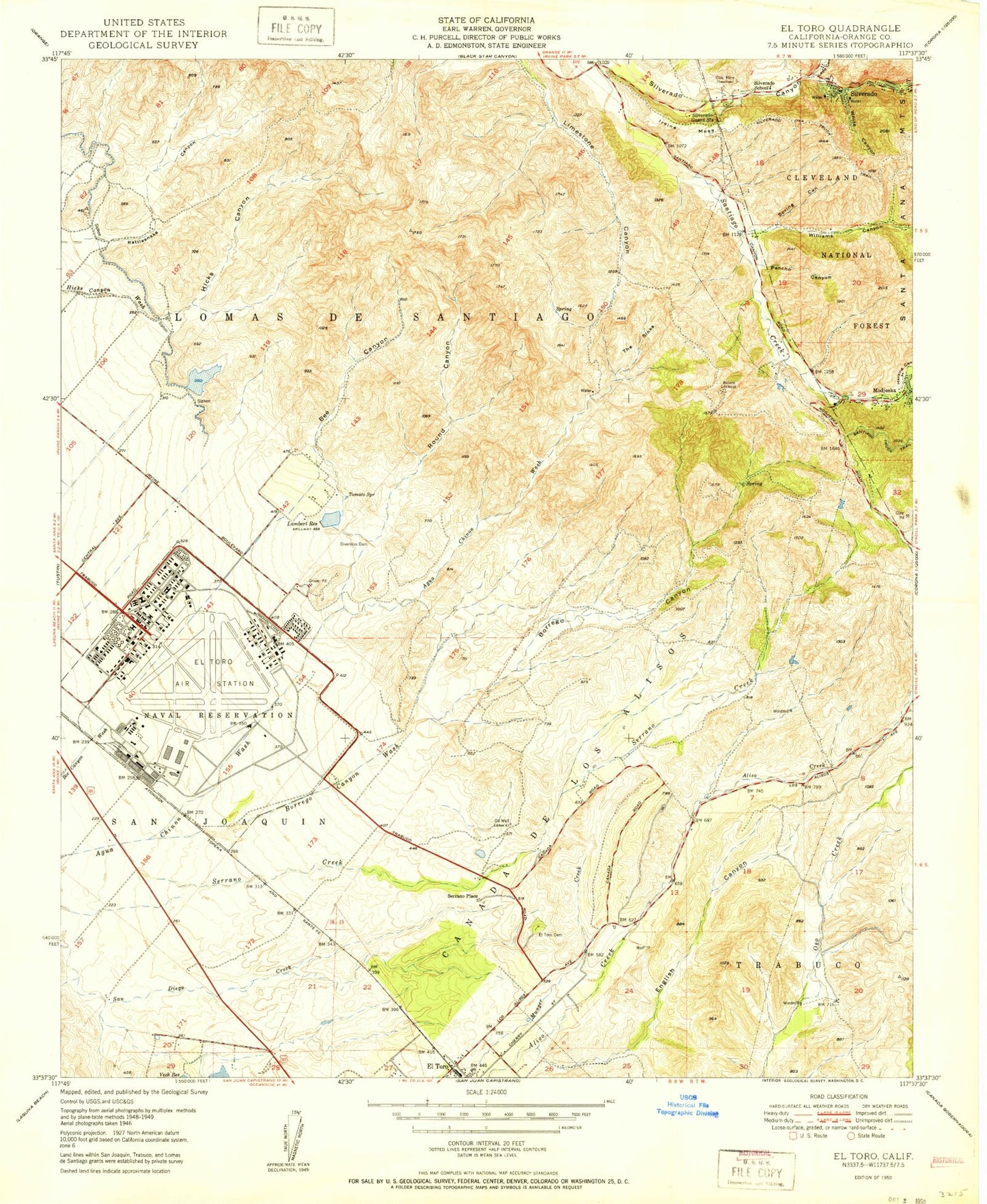 Classic USGS Lake Forest California 7.5'x7.5' Topo Map Image