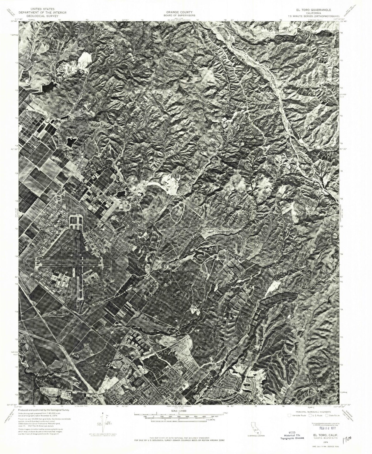 Classic USGS Lake Forest California 7.5'x7.5' Topo Map Image
